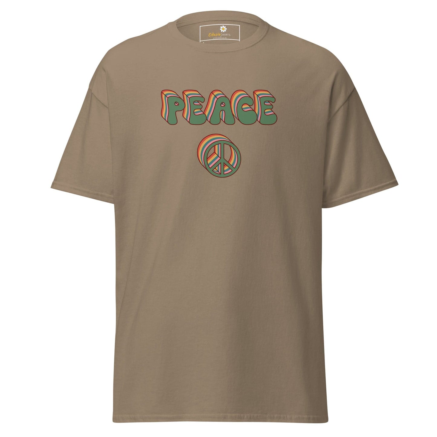 Unisex classic t-shirt - TEXT PEACE - REGULAR - Brown Savana / S
