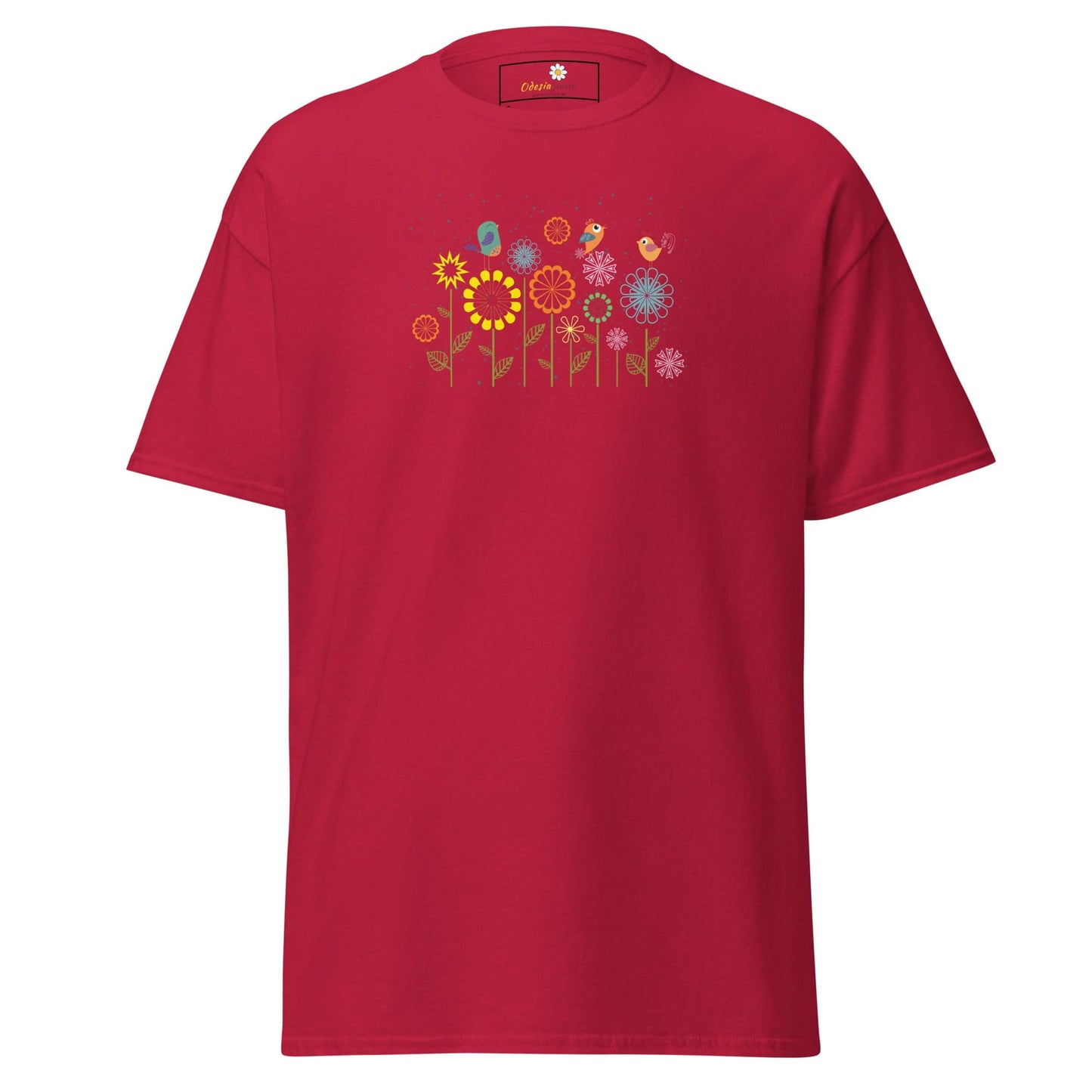 Unisex classic tee - ANIMALS BIRDS ON FLOWERS - REGULAR - Cardinal / S
