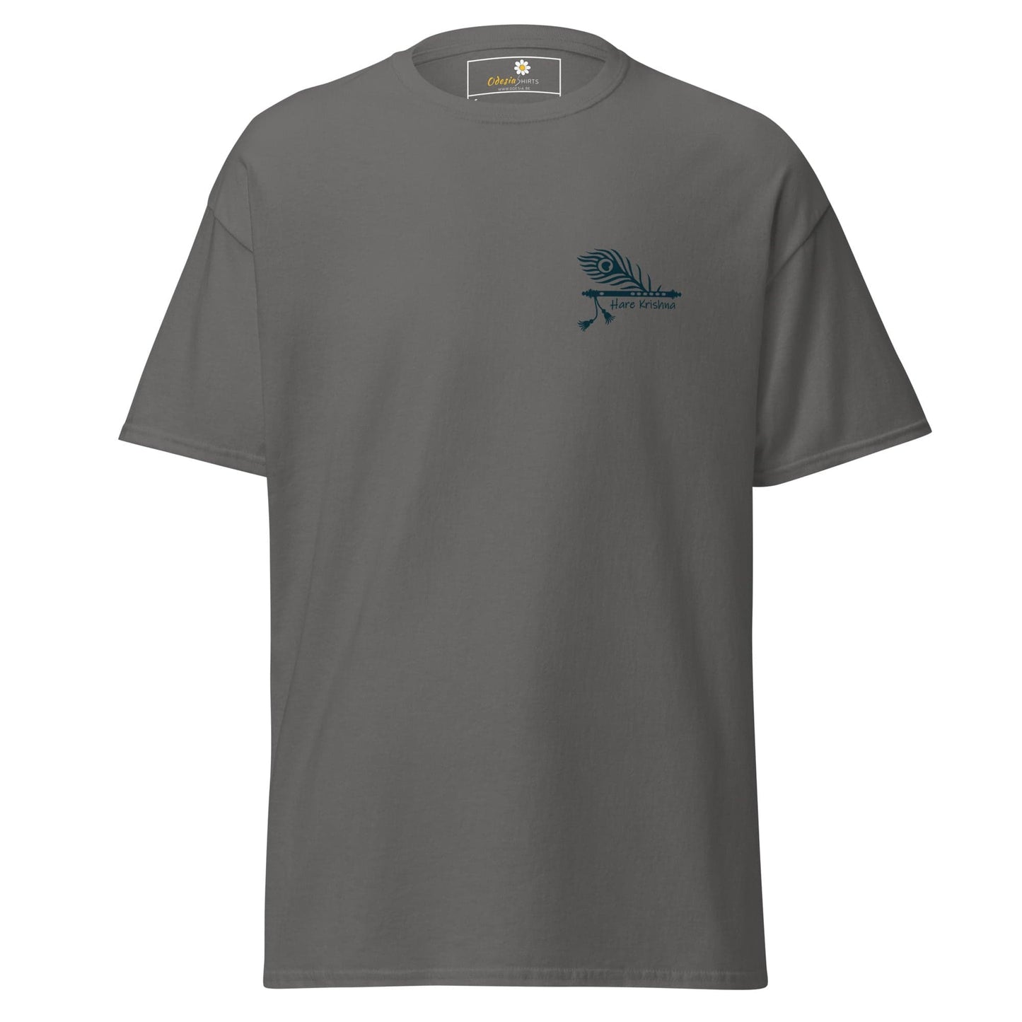 Unisex classic tee - SPIRITUAL KRISHNA’S FLUTE POCKET - REGULAR - Charcoal / S