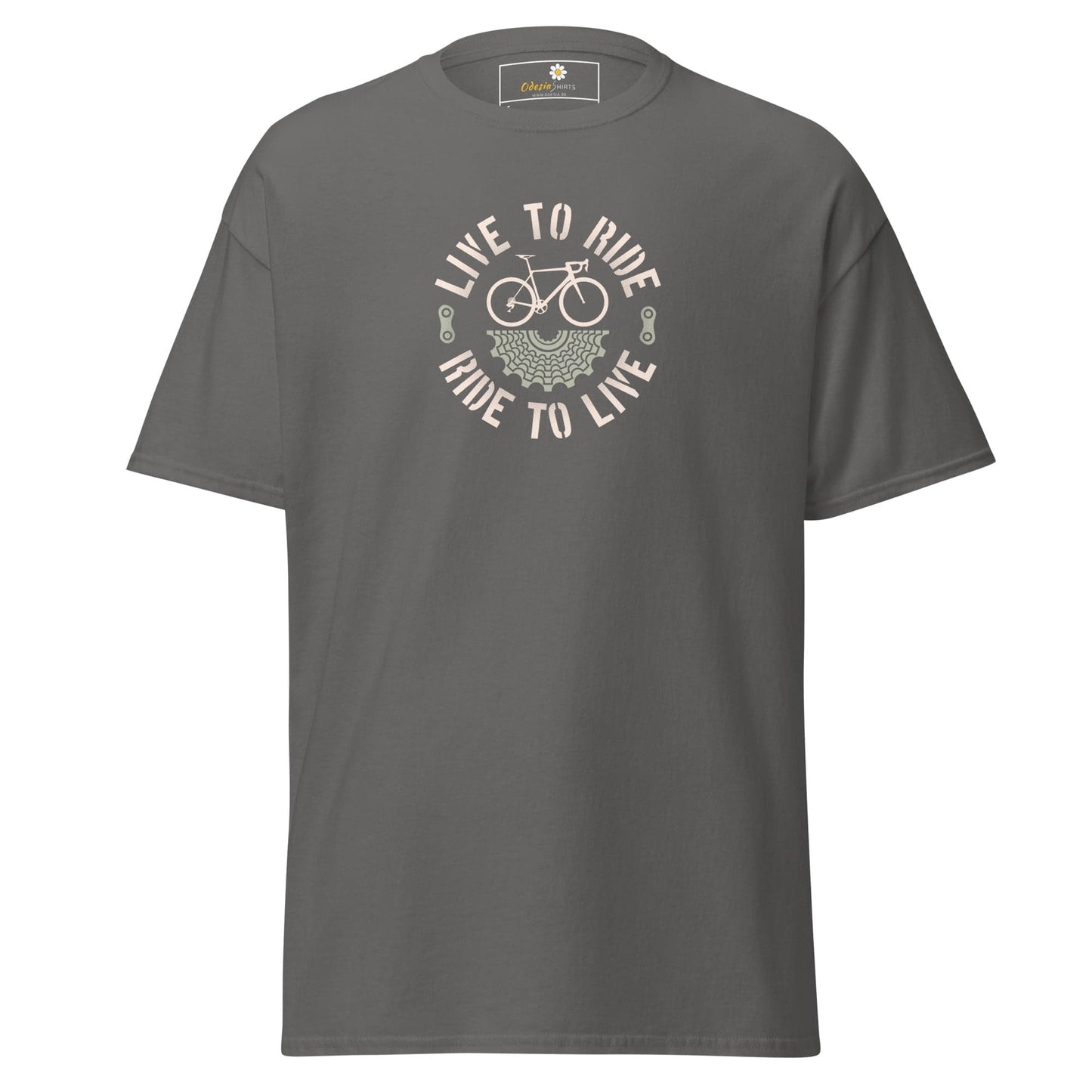 Unisex classic t-shirt - SPORT BICYCLE RIDE TO LIVE - REGULAR - Charcoal / S