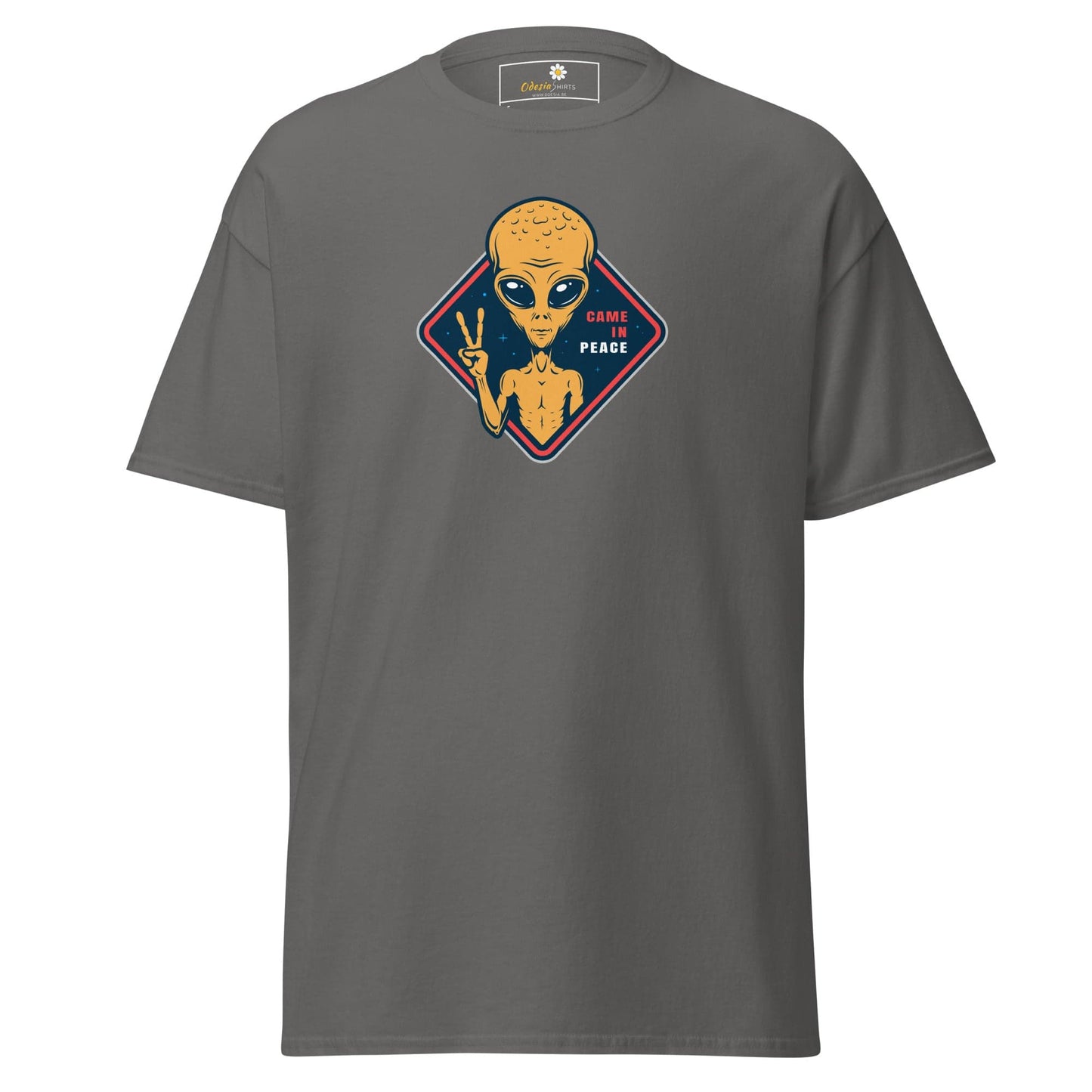 Unisex classic t-shirt - SPACE ALIENS COME IN PEACE - REGULAR - Charcoal / S