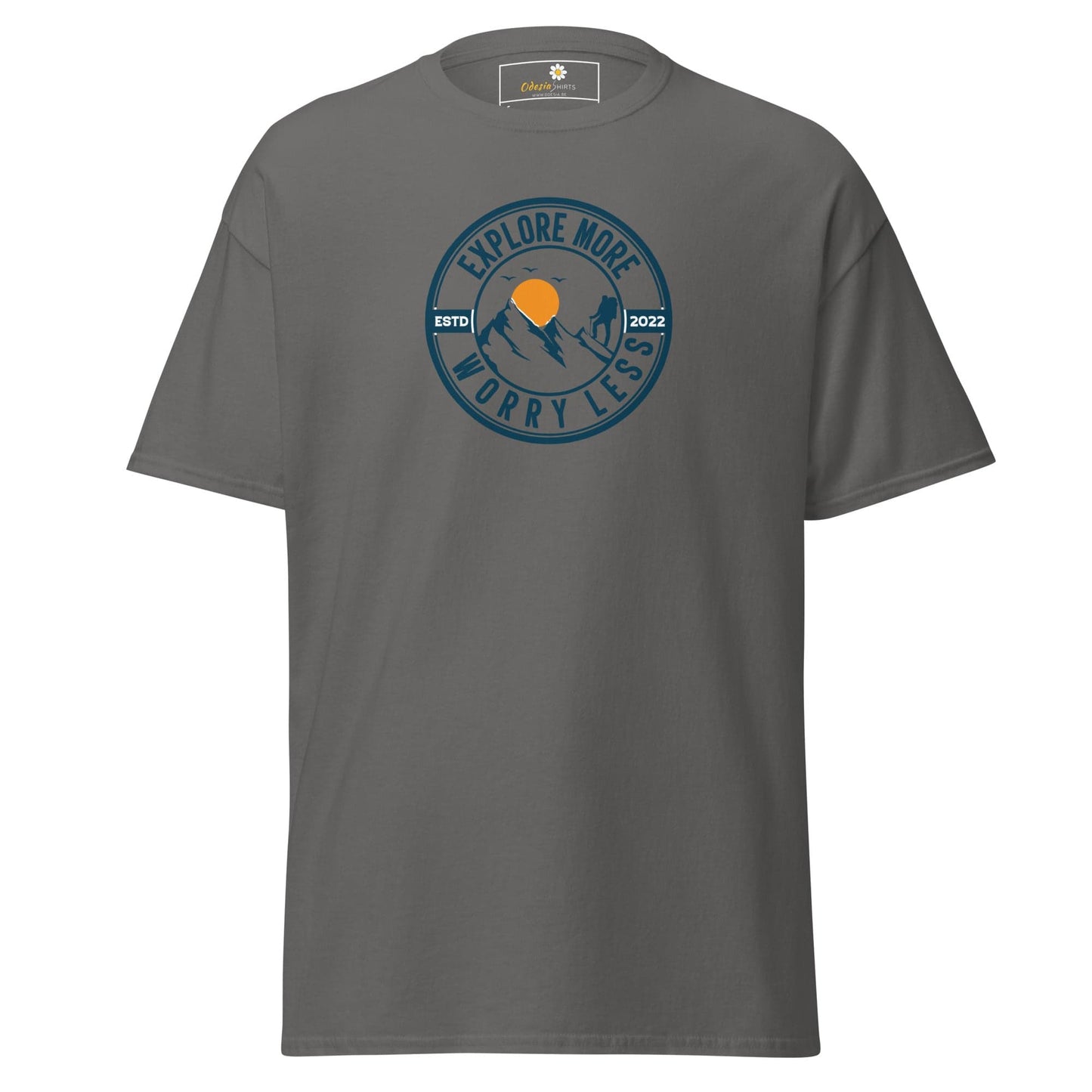 Unisex classic t-shirt - ADVENTURE EXPLORE WORRY LESS - REGULAR - Charcoal / S
