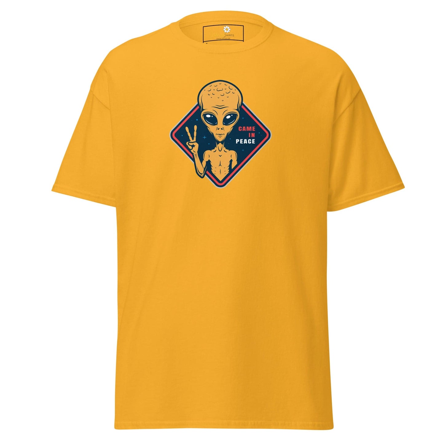 Unisex classic t-shirt - SPACE ALIENS COME IN PEACE - REGULAR - Gold / S