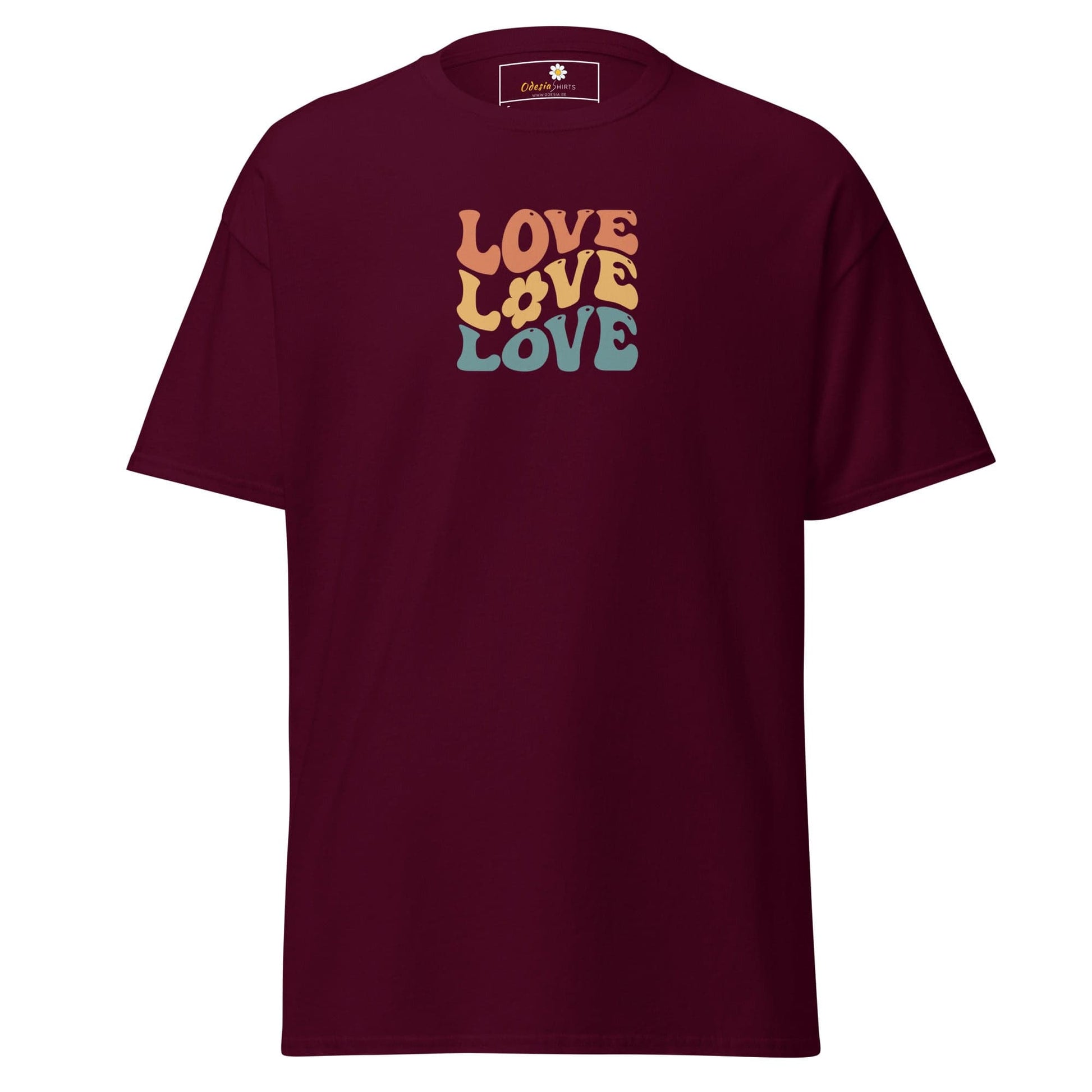 Unisex classic tee - TEXT POSITIVE LOVE LOVE LOVE - REGULAR - Maroon / S