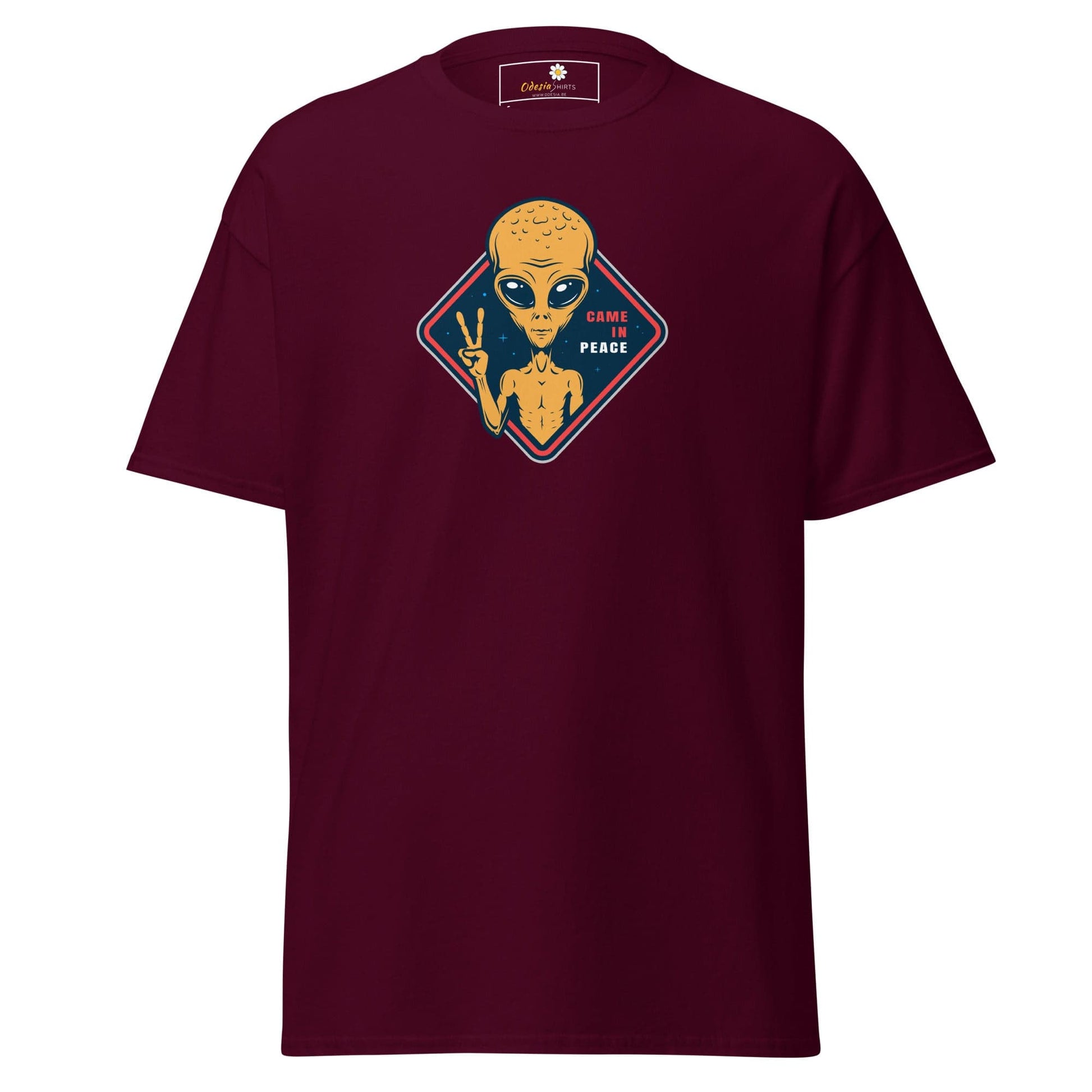 Unisex classic t-shirt - SPACE ALIENS COME IN PEACE - REGULAR - Maroon / S