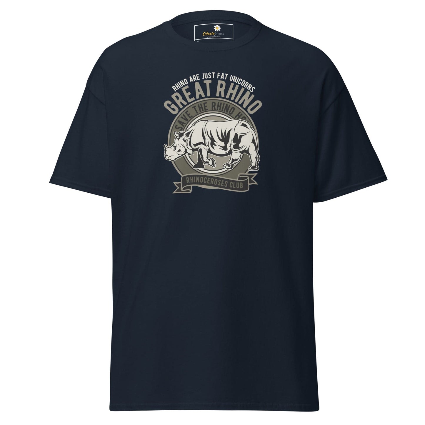 Unisex classic t-shirt - WILD LIFE GREAT RHINO - REGULAR - Navy / S