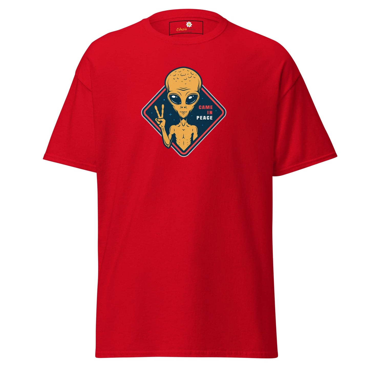 Unisex classic t-shirt - SPACE ALIENS COME IN PEACE - REGULAR - Red / S