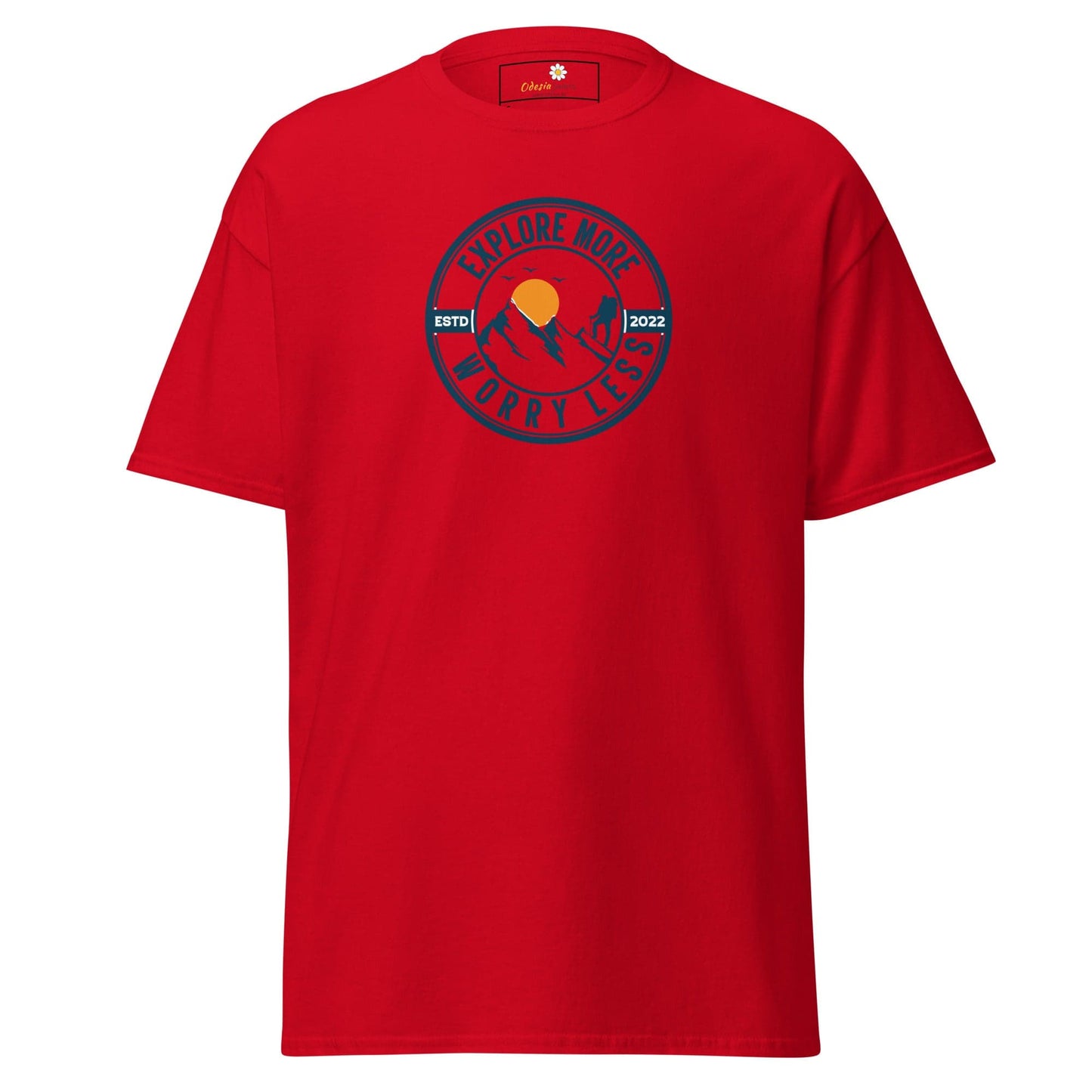 Unisex classic t-shirt - ADVENTURE EXPLORE WORRY LESS - REGULAR - Red / S