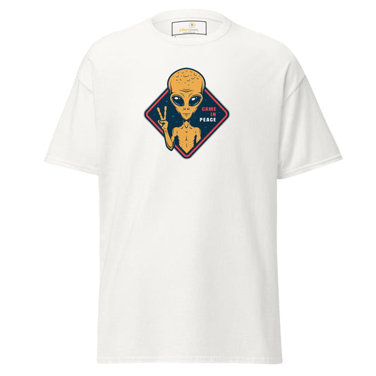 Unisex classic t-shirt - SPACE ALIENS COME IN PEACE - REGULAR - White / S