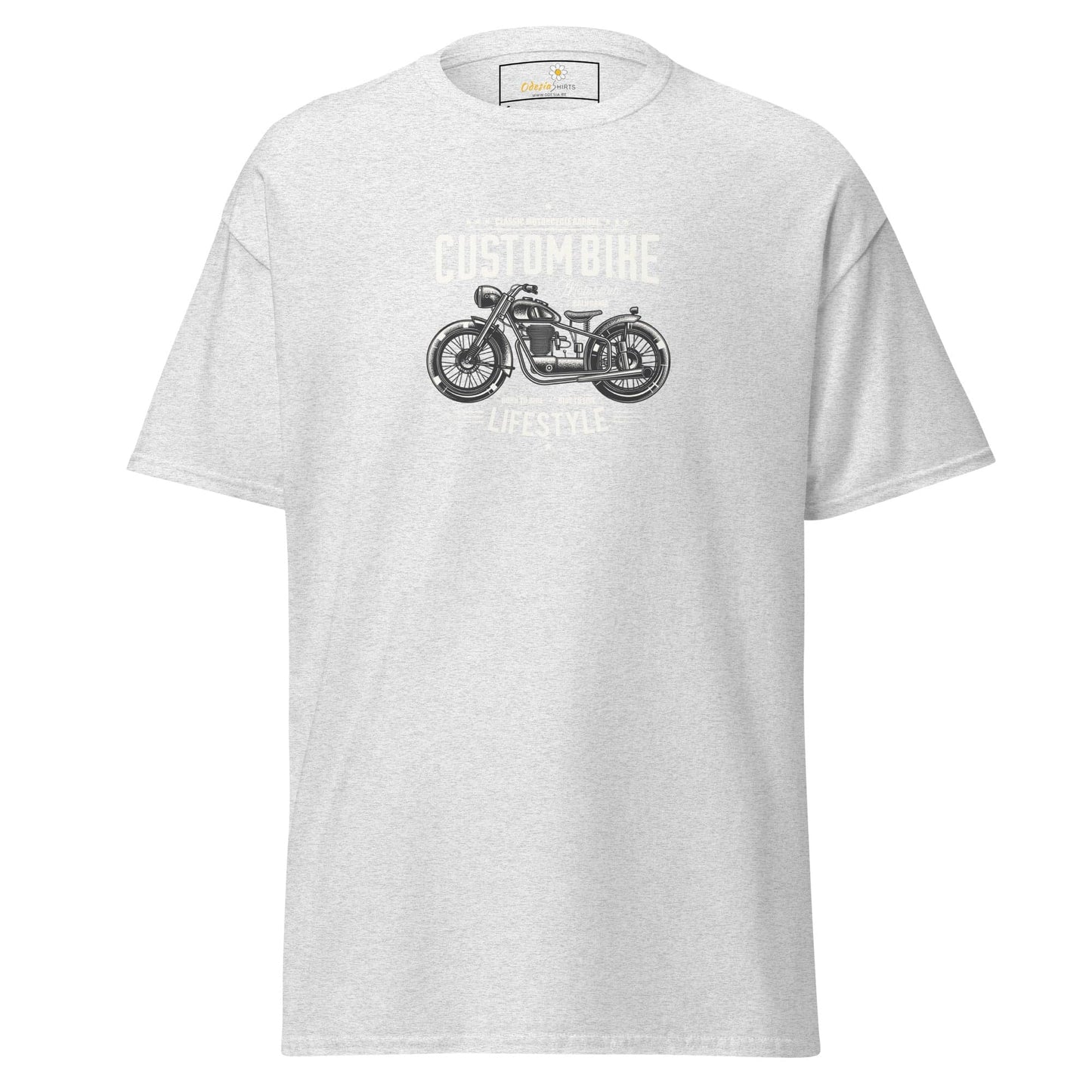 Unisex classic t-shirt - MOTOR CUSTOM BIKE - REGULAR - Ash / S