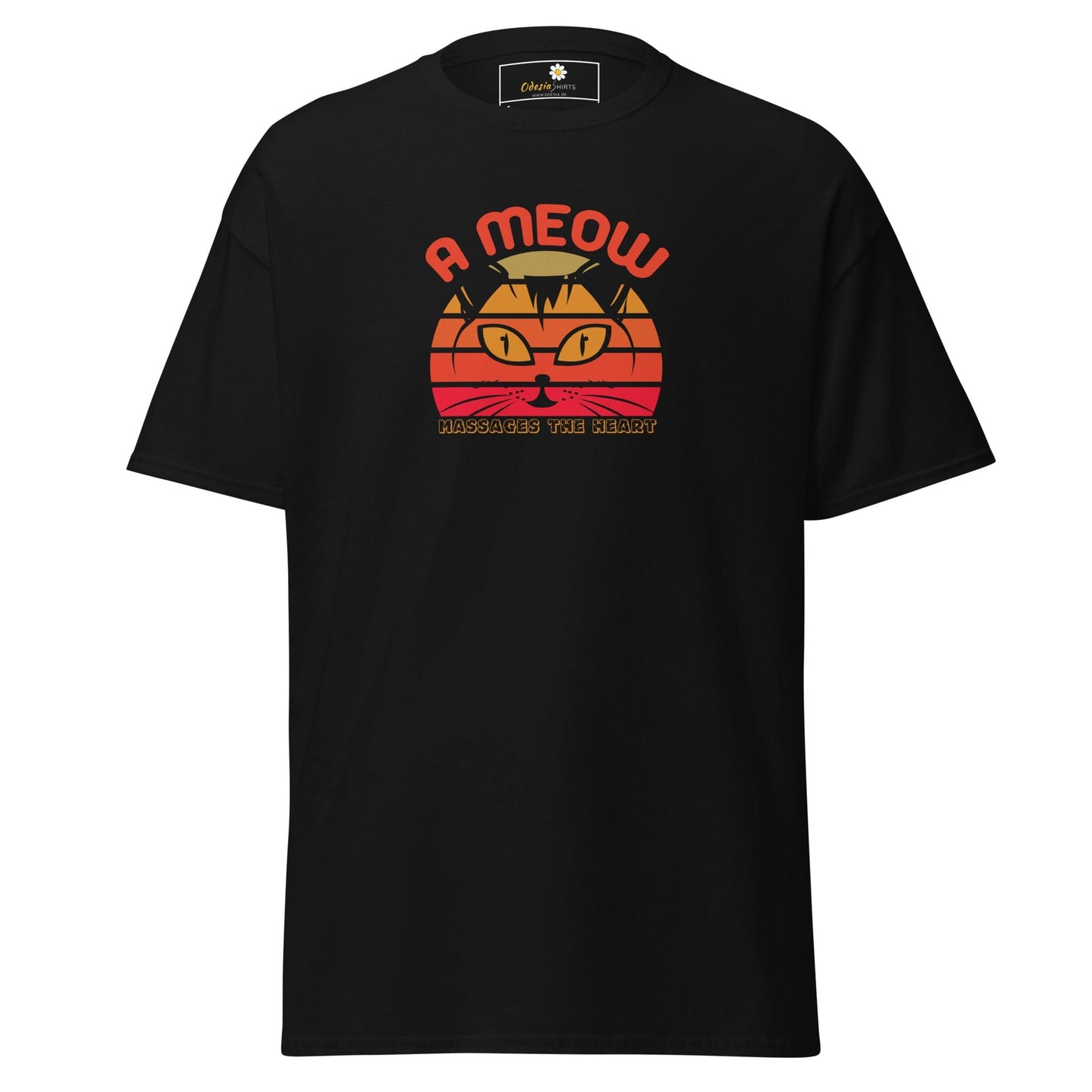 Unisex classic t-shirt - ANIMALS A CAT MASSAGES HEART - REGULAR - Black / S