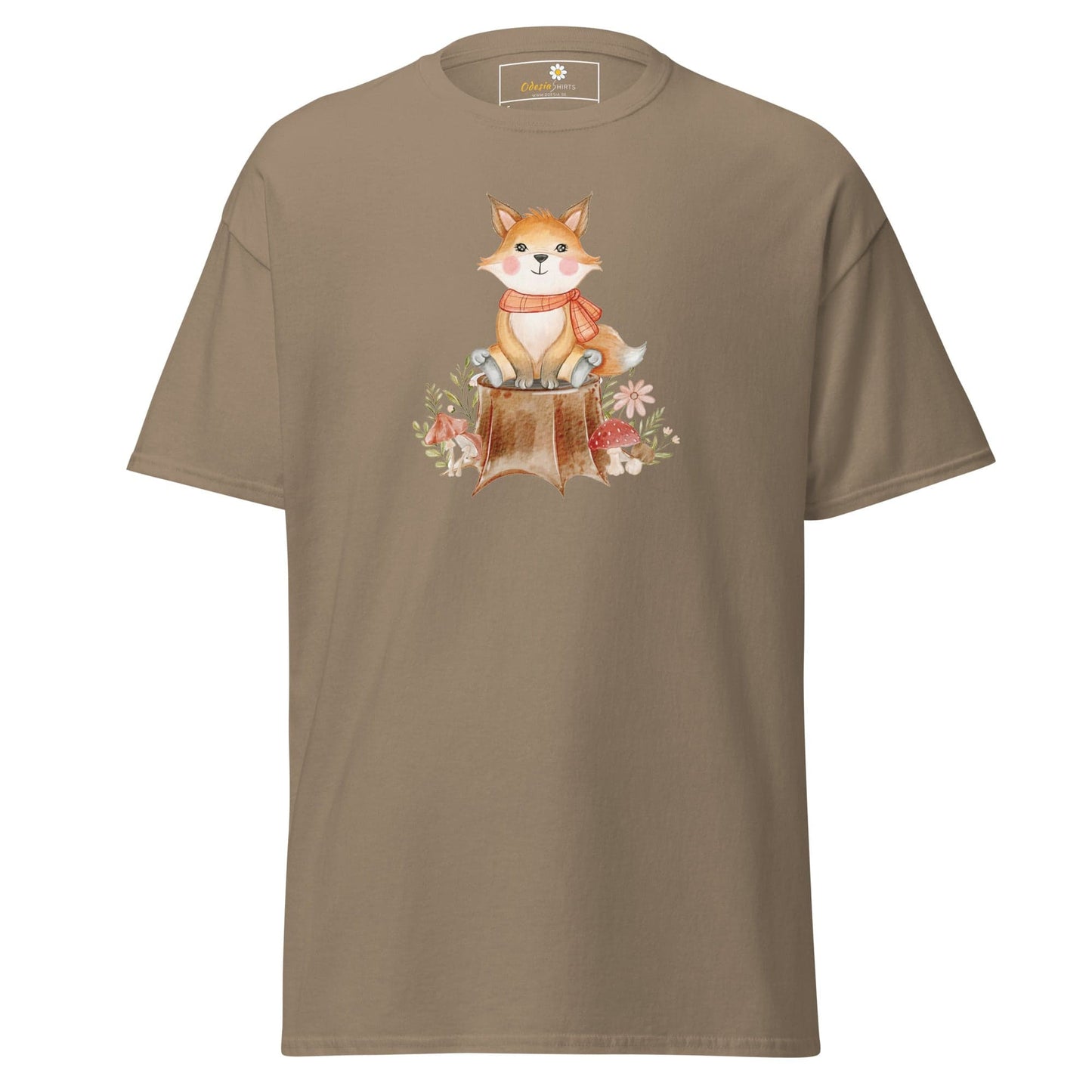 UNisex classic t-shirt - DRAWING FOX ON WOOD - REGULAR - Brown Savana / S