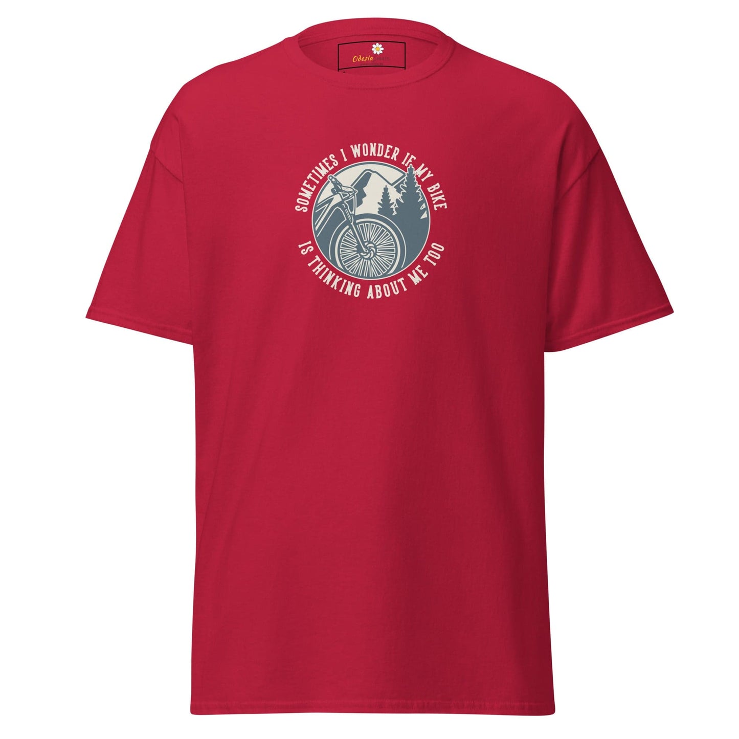 Unisex classic t-shirt - ADVENTURE SPORT CIRCLE BIKE WONDERING - REGULAR - Cardinal / S
