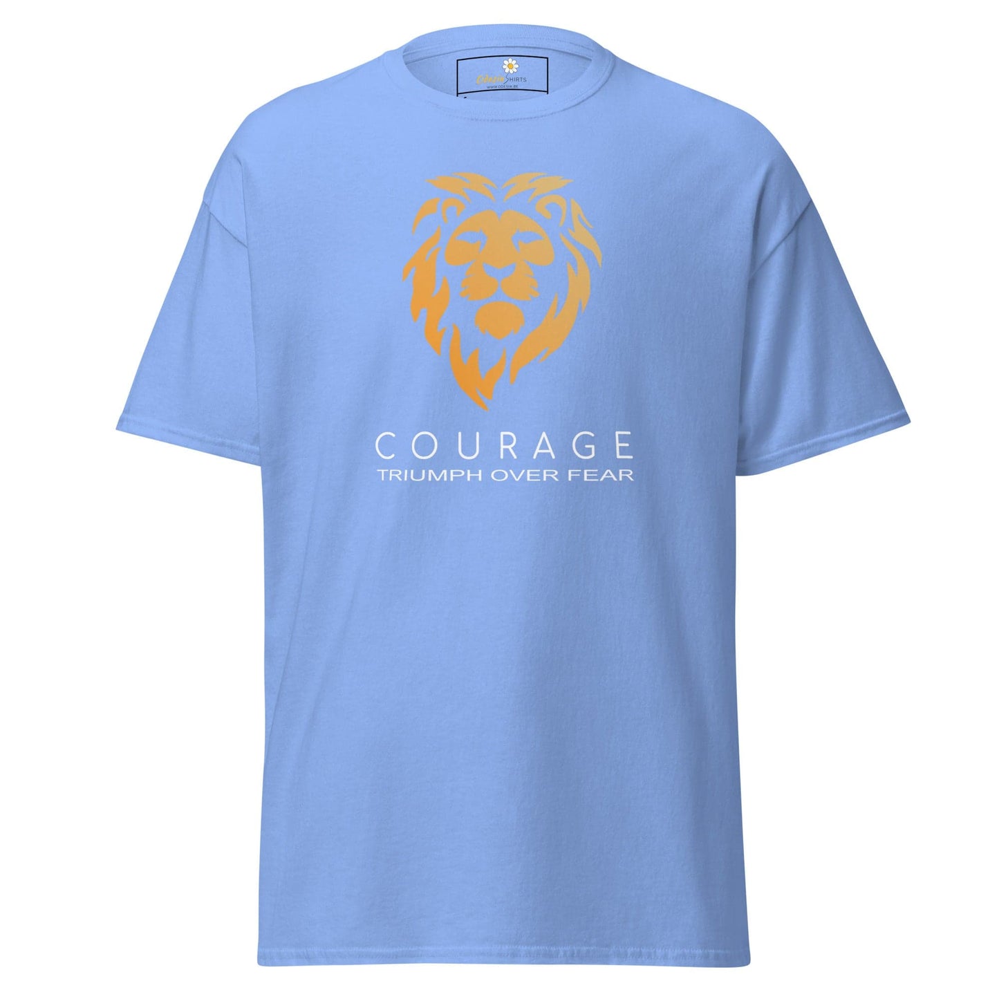 Light blue T-shirt with lion graphic from T-SHIRT DESIGN TEE for Man and Woman sizes S to XL