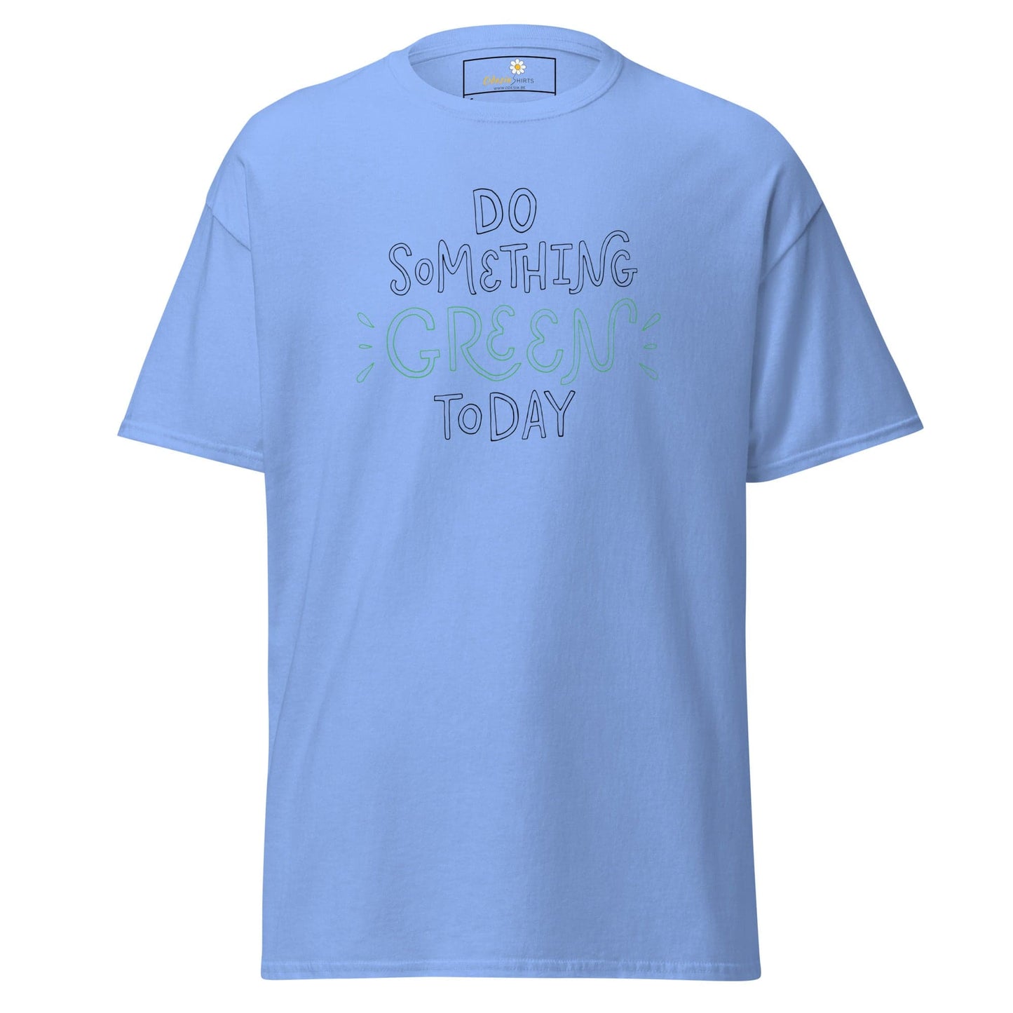 Light blue T-shirt with text from T-SHIRT DESIGN TEE for Men and Women, sizes S to XL
