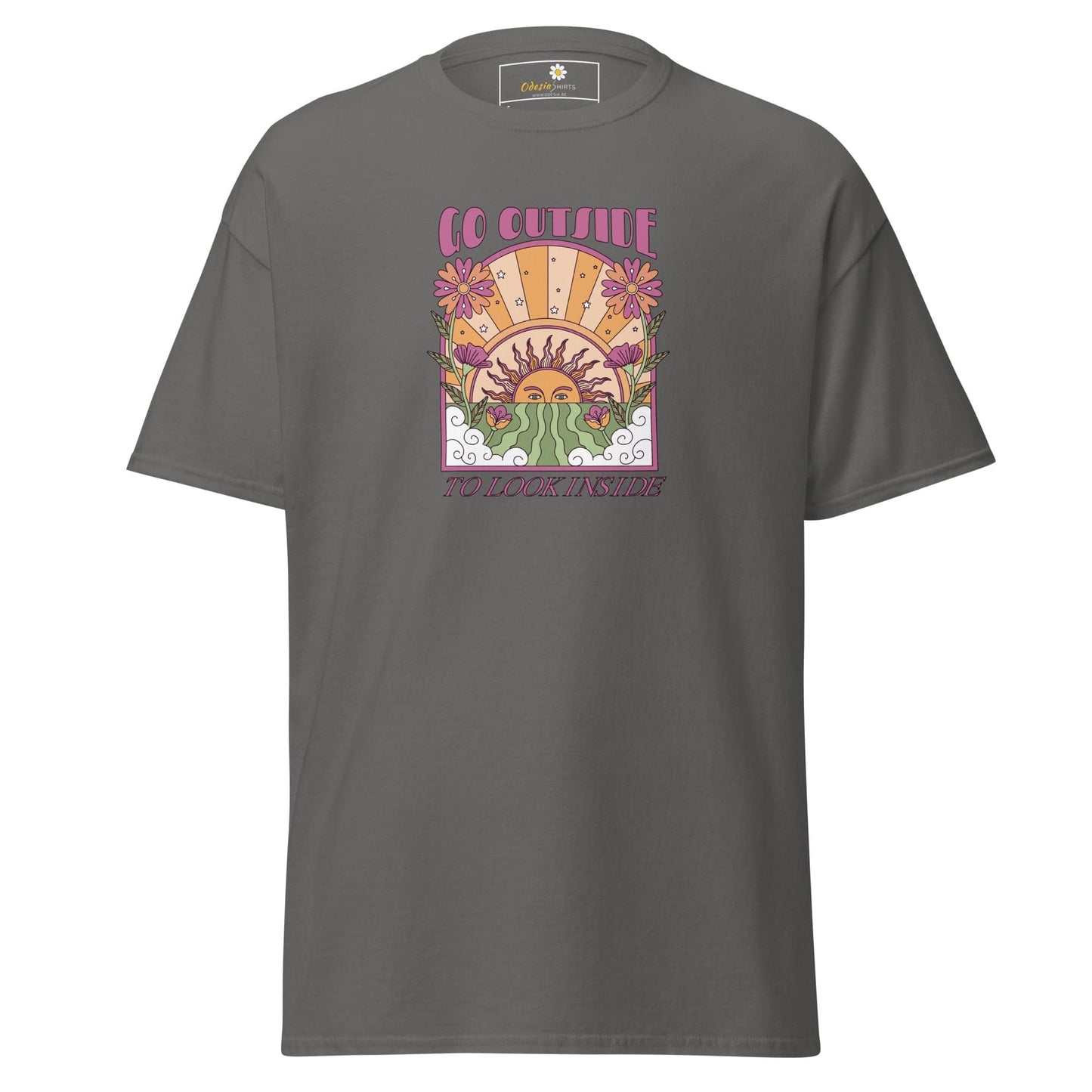 Unisex classic t-shirt - POSITIVE GO OUTSIDE LOOK INSIDE - REGULAR - Charcoal / S