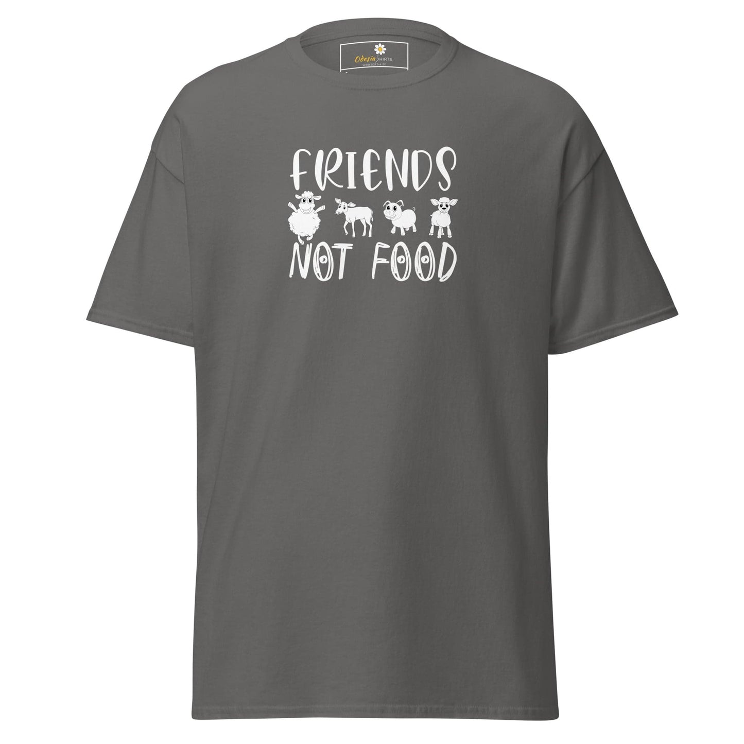 Unisex classic t-shirt - VEGAN ANIMALS FRIENDS NOT FOOD - REGULAR - Charcoal / S