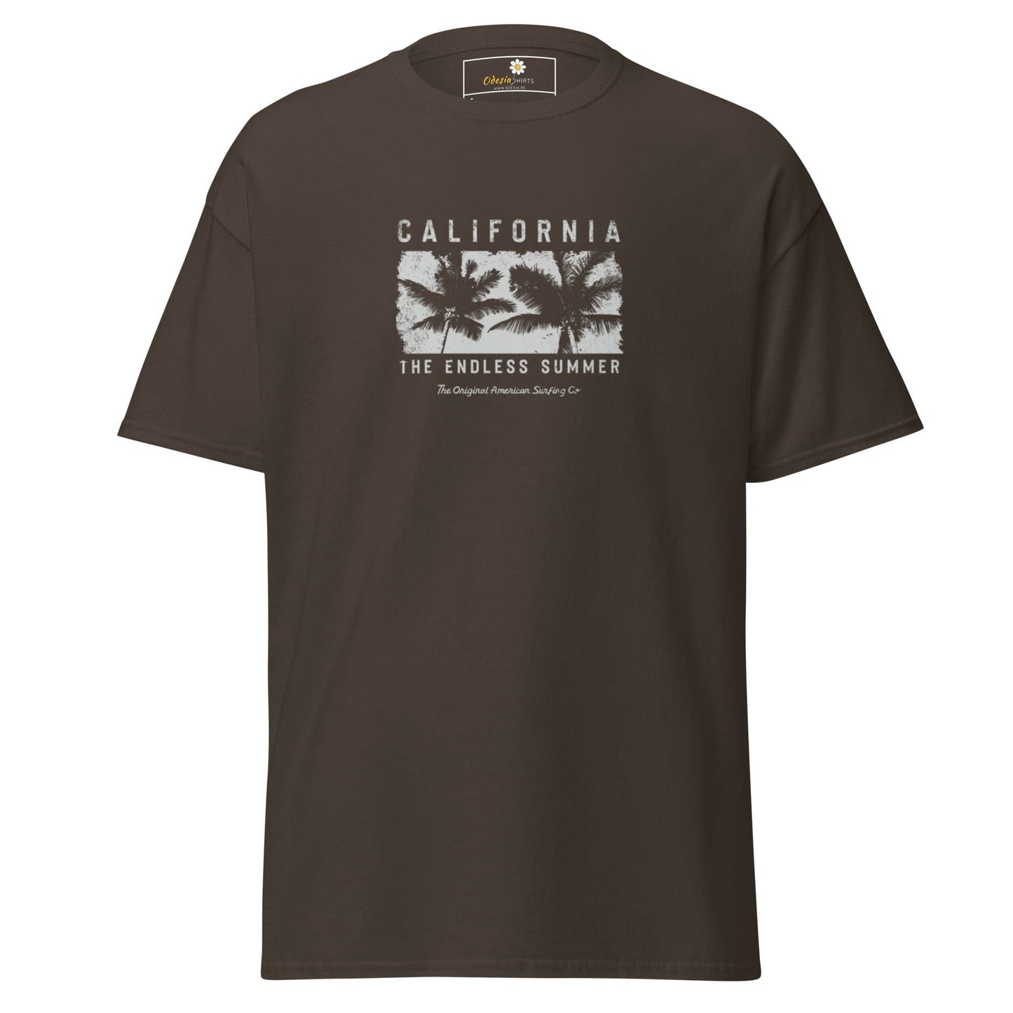 Unisex classic t-shirt - SUMMER CALIFORNIA TREES - REGULAR - Dark Chocolate / S