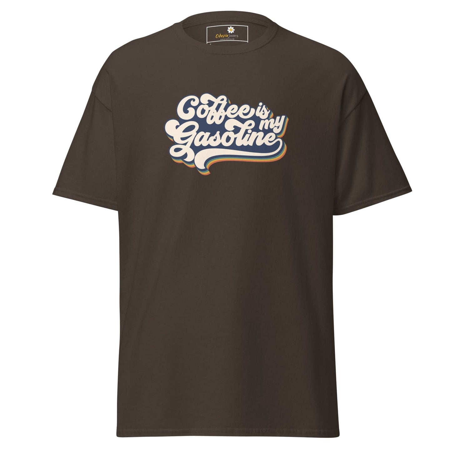 Unisex classic t-shirt - TEXT COFFEE IS MY GASEOLINE - REGULAR - Dark Chocolate / S