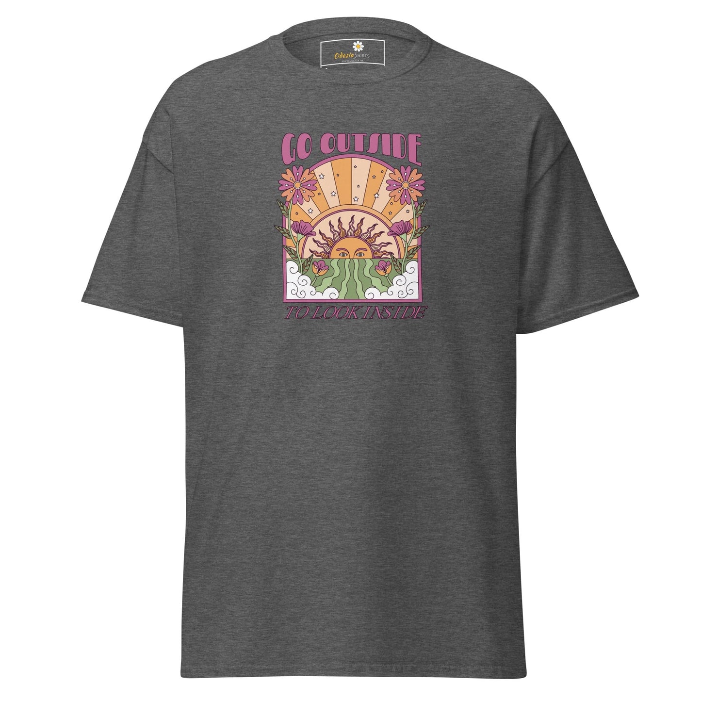 Unisex classic t-shirt - POSITIVE GO OUTSIDE LOOK INSIDE - REGULAR - Dark Heather / S