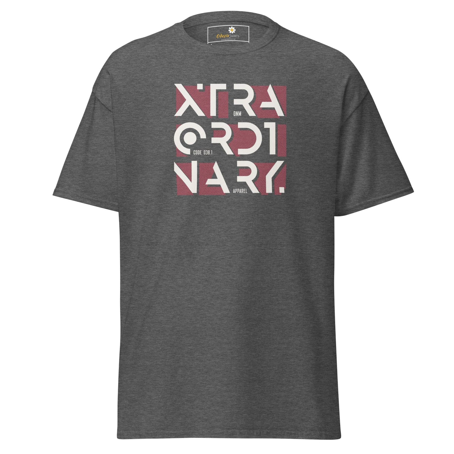 Gray T-shirt with graphic design, suitable for men and women, available in multiple sizes