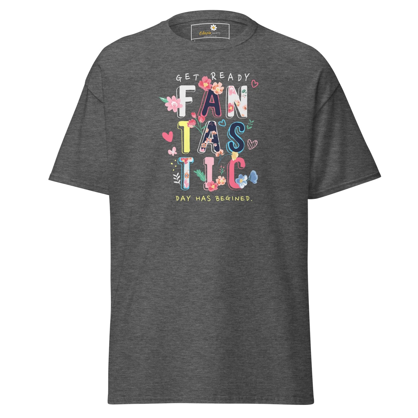 Unisex classic t-shirt - TEXT FANTASTIC DAY - REGULAR - Dark Heather / S