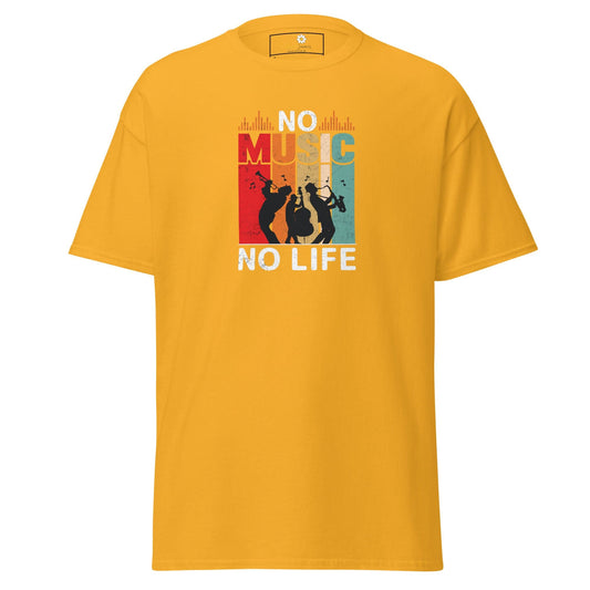 Unisex classic t-shirt - MUSIC NO MUSIC NO LIFE - REGULAR - Gold / S