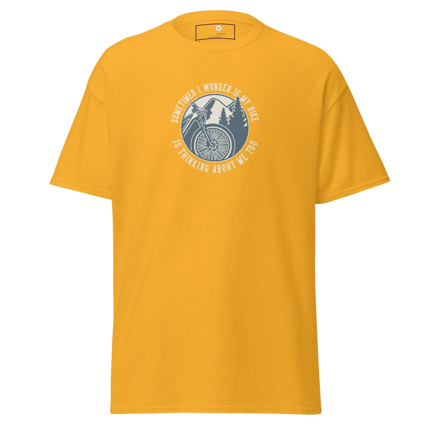 Unisex classic t-shirt - ADVENTURE SPORT CIRCLE BIKE WONDERING - REGULAR - Gold / S