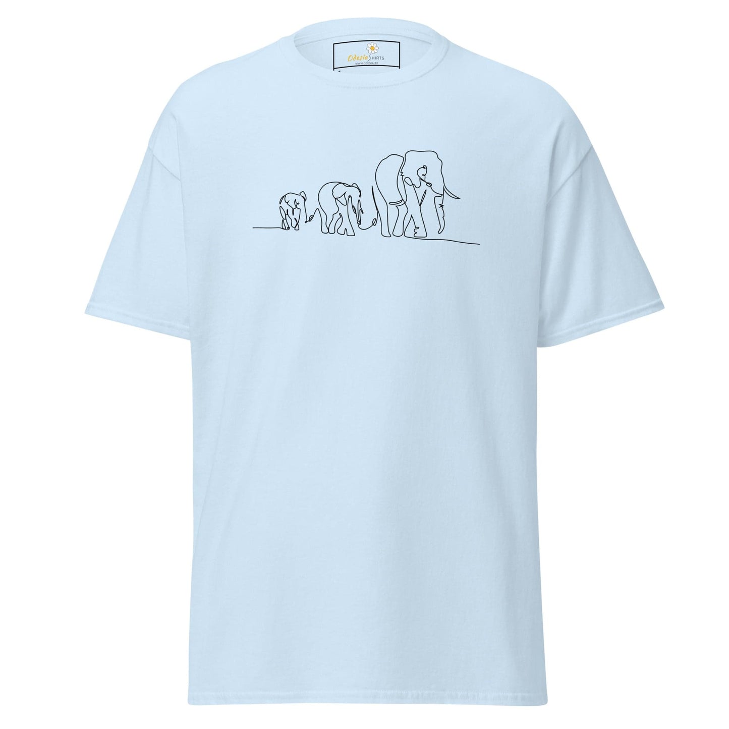 Unisex classic t-shirt - WILD LIFE ELEPHANTS IN LINE - REGULAR - Light Blue / S
