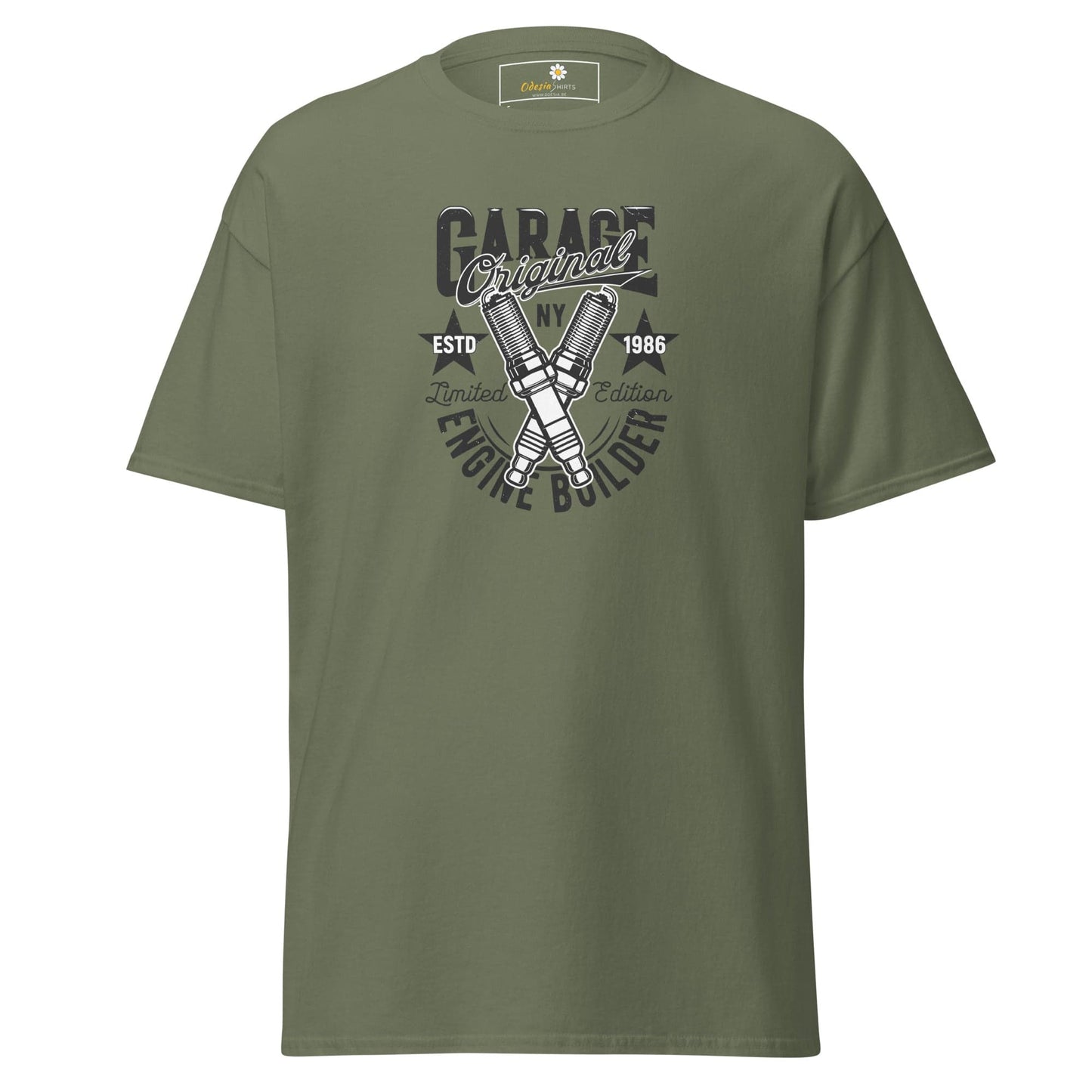 Unisex classic t-shirt - MOTOR GARAGE ENGINE BUILDER - REGULAR - Military Green / S
