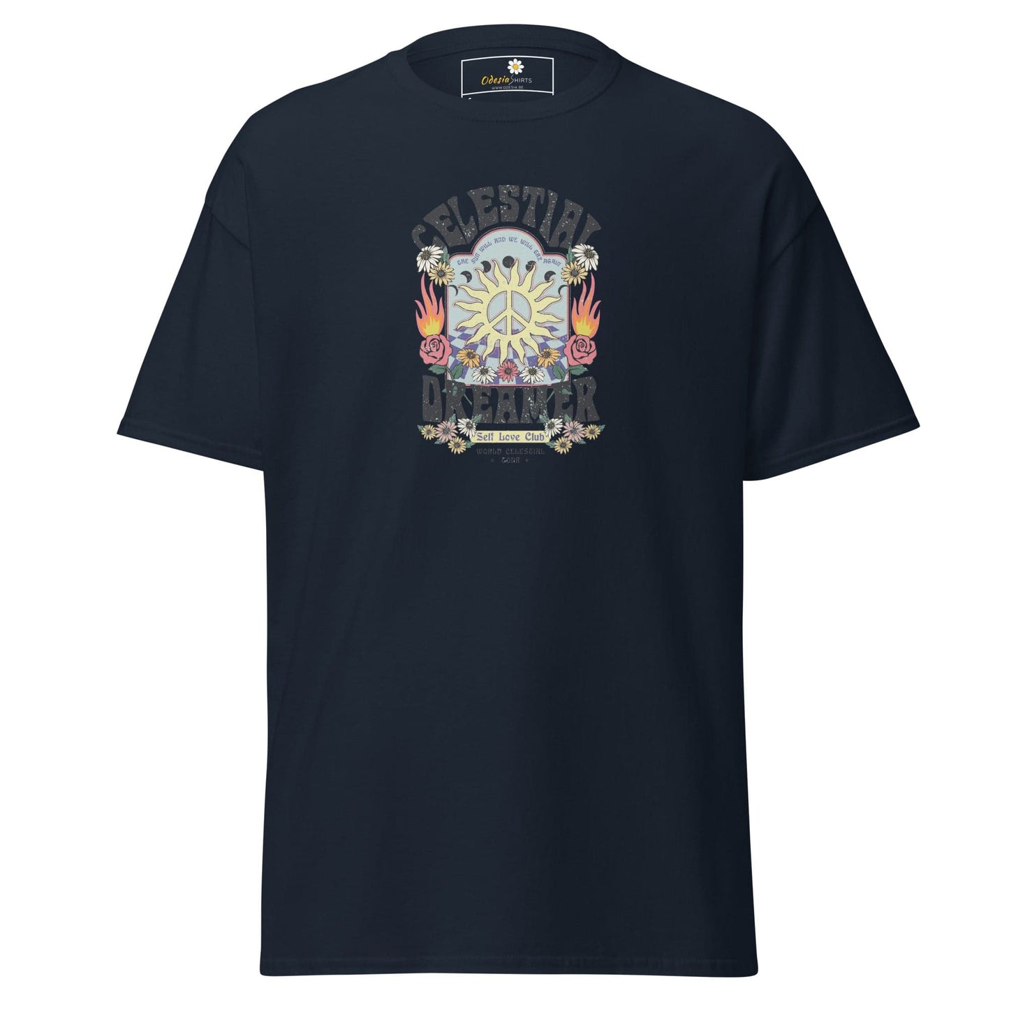 Unisex classic t-shirt - NATURE CELESTIAL FLOWERS - REGULAR - Navy / S