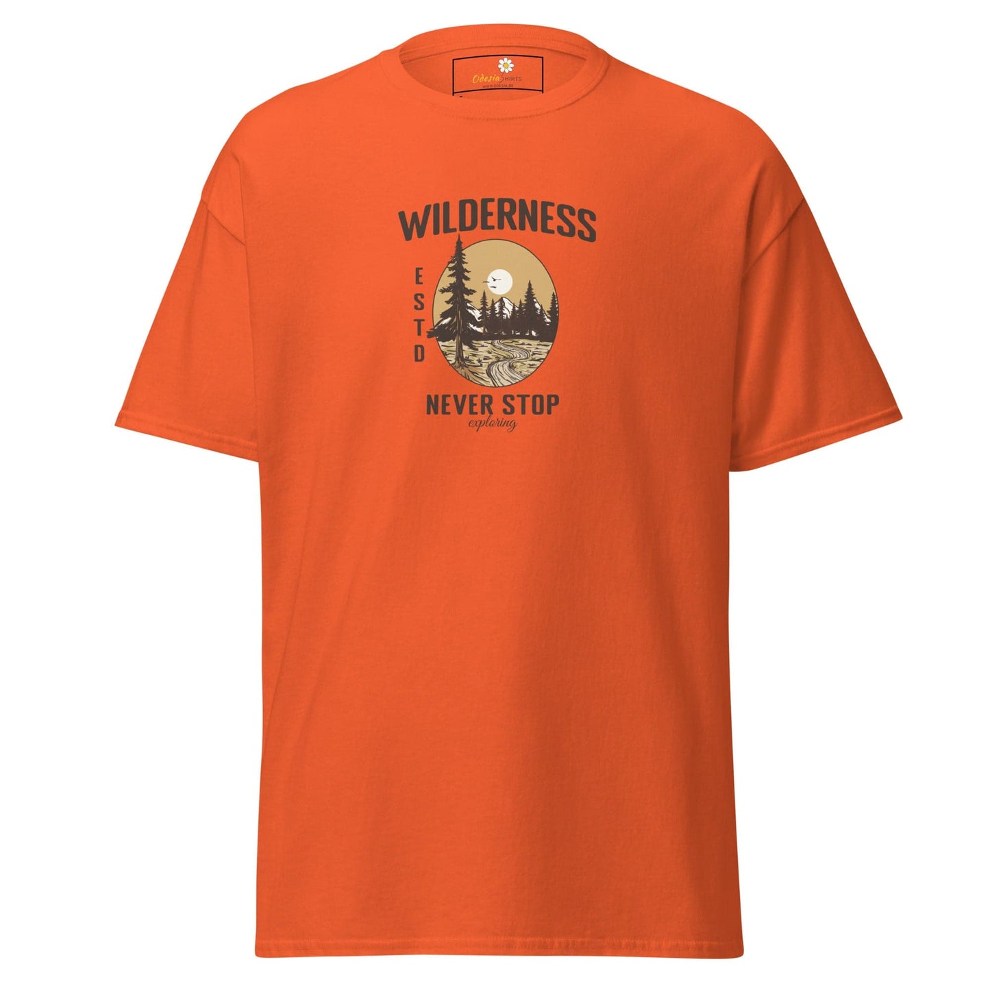 Unisex classic t-shirt - NATURE WILDERNESS NEVER STOP - REGULAR - Orange / S