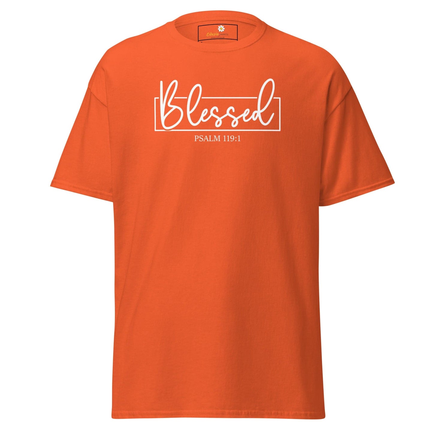 Orange T-shirt with Blessed graphic from T-SHIRT DESIGN TEE MAN WOMAN S-XL collection
