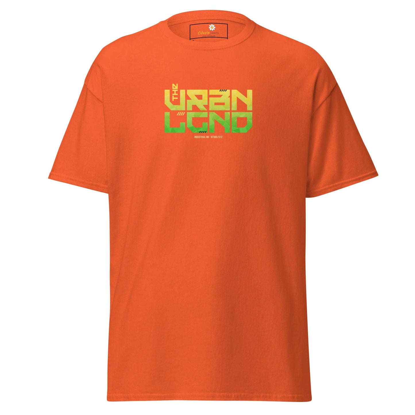 Orange T-shirt with Urban Legend graphic for Men and Women in sizes S to XL