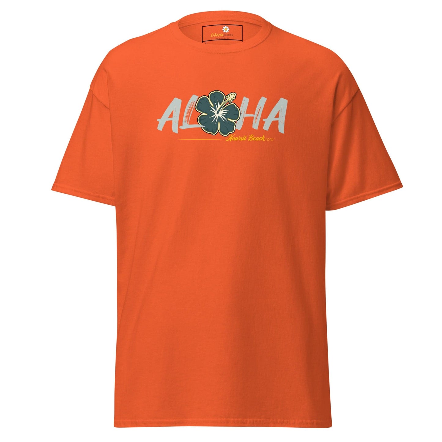 Orange T-shirt with floral design from T-SHIRT DESIGN TEE for Men and Women in sizes S to XL