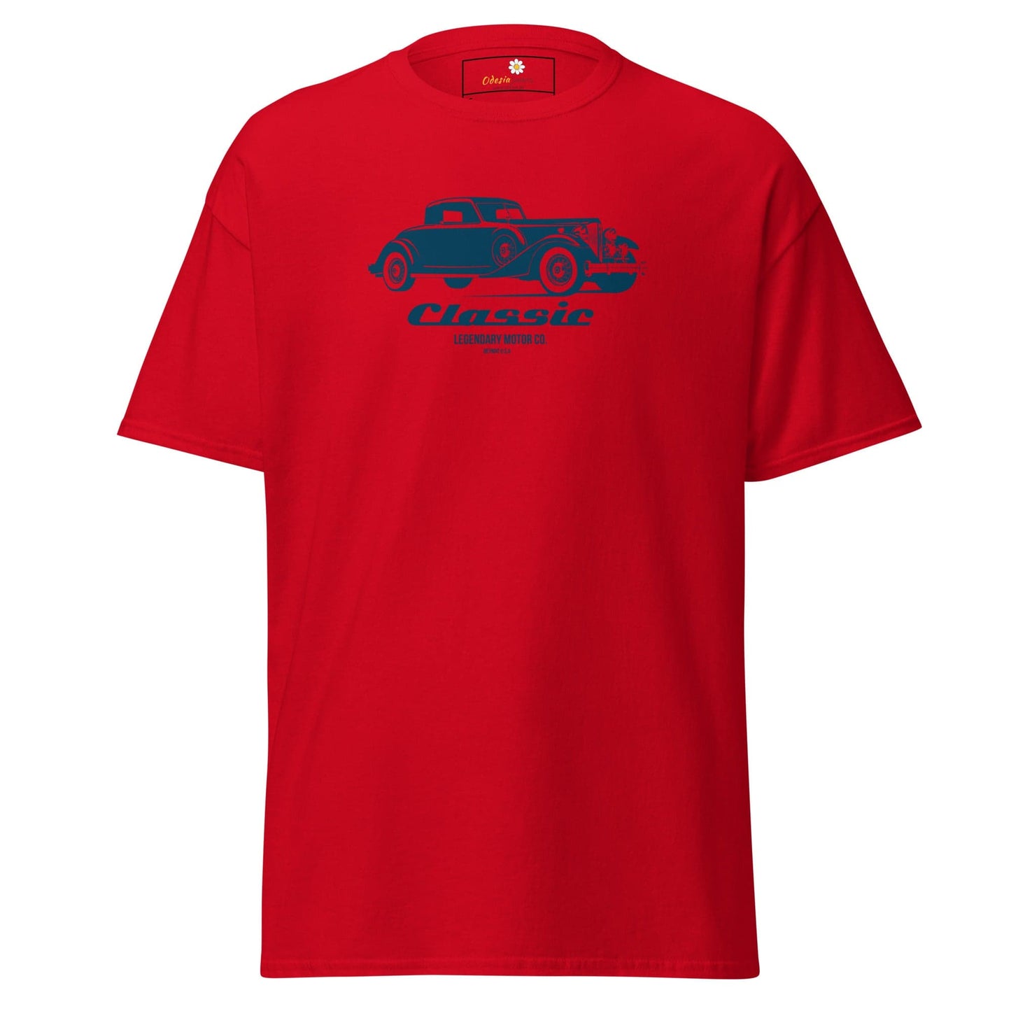 Red T-shirt with car graphic from T-SHIRT DESIGN TEE for Men and Women in S-XL