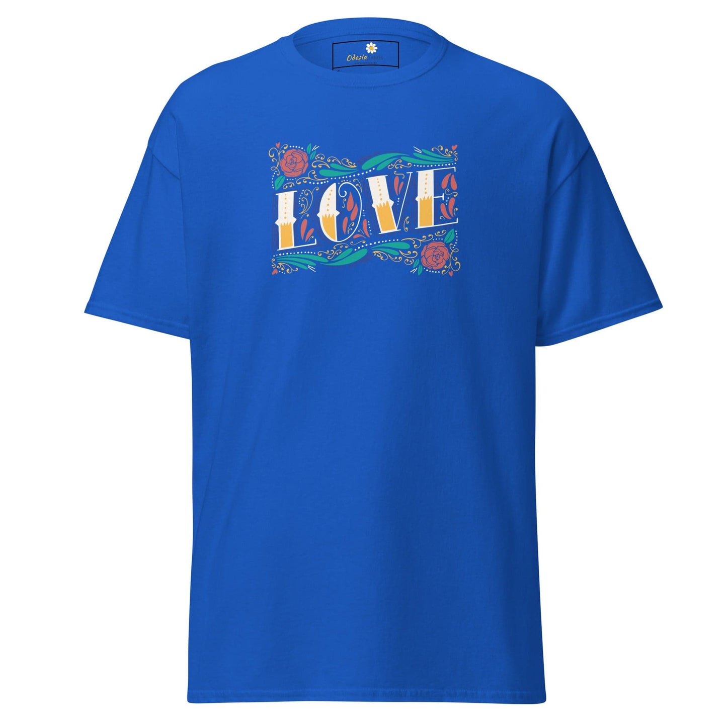 Unisex classic t-shirt - TEXT LOVE FLOWERS - REGULAR - Royal / S