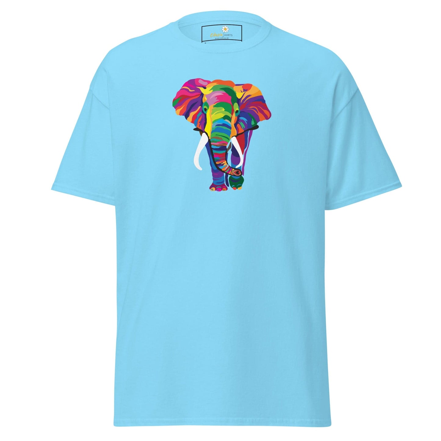 Unisex classic t-shirt - WILD LIFE ELEPHANT COLORFUL - REGULAR - Sky / S