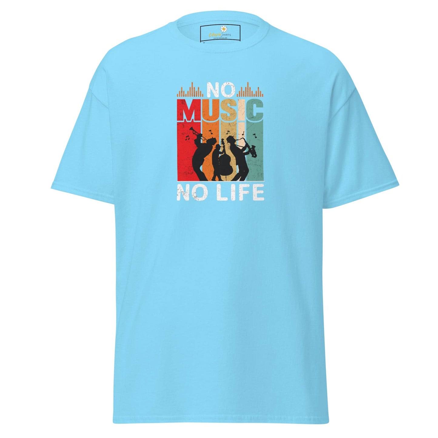 Unisex classic t-shirt - MUSIC NO MUSIC NO LIFE - REGULAR - Sky / S