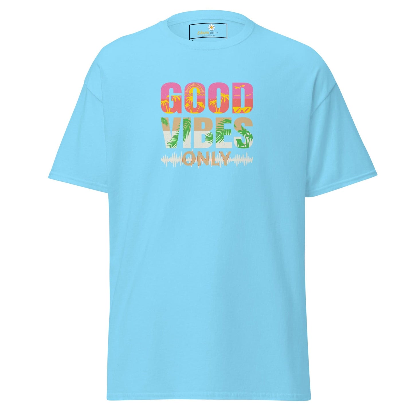 Unisex classic t-shirt - TEXT POSITIVE GOOD VIBES ONLY - REGULAR - Sky / S