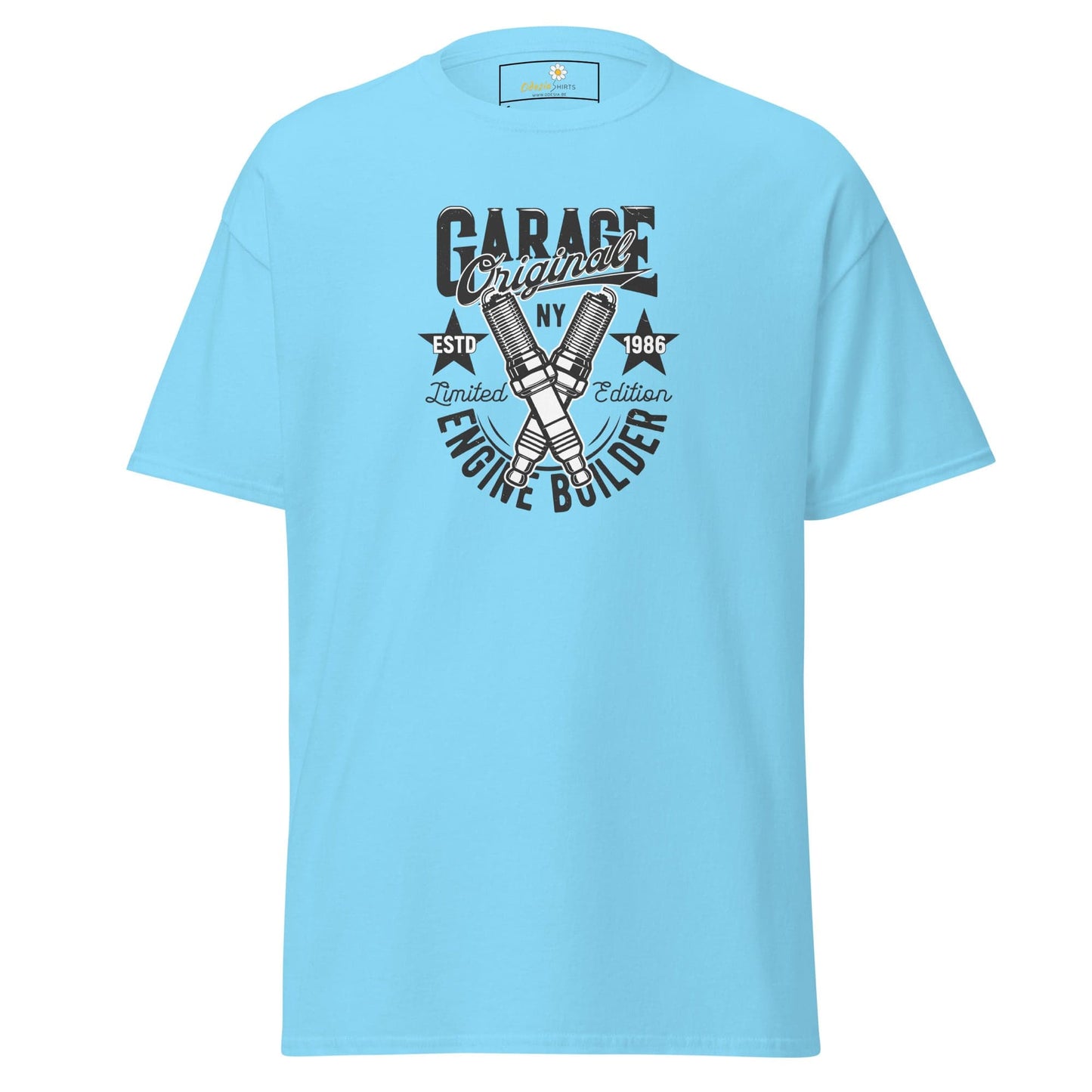 Unisex classic t-shirt - MOTOR GARAGE ENGINE BUILDER - REGULAR - Sky / S