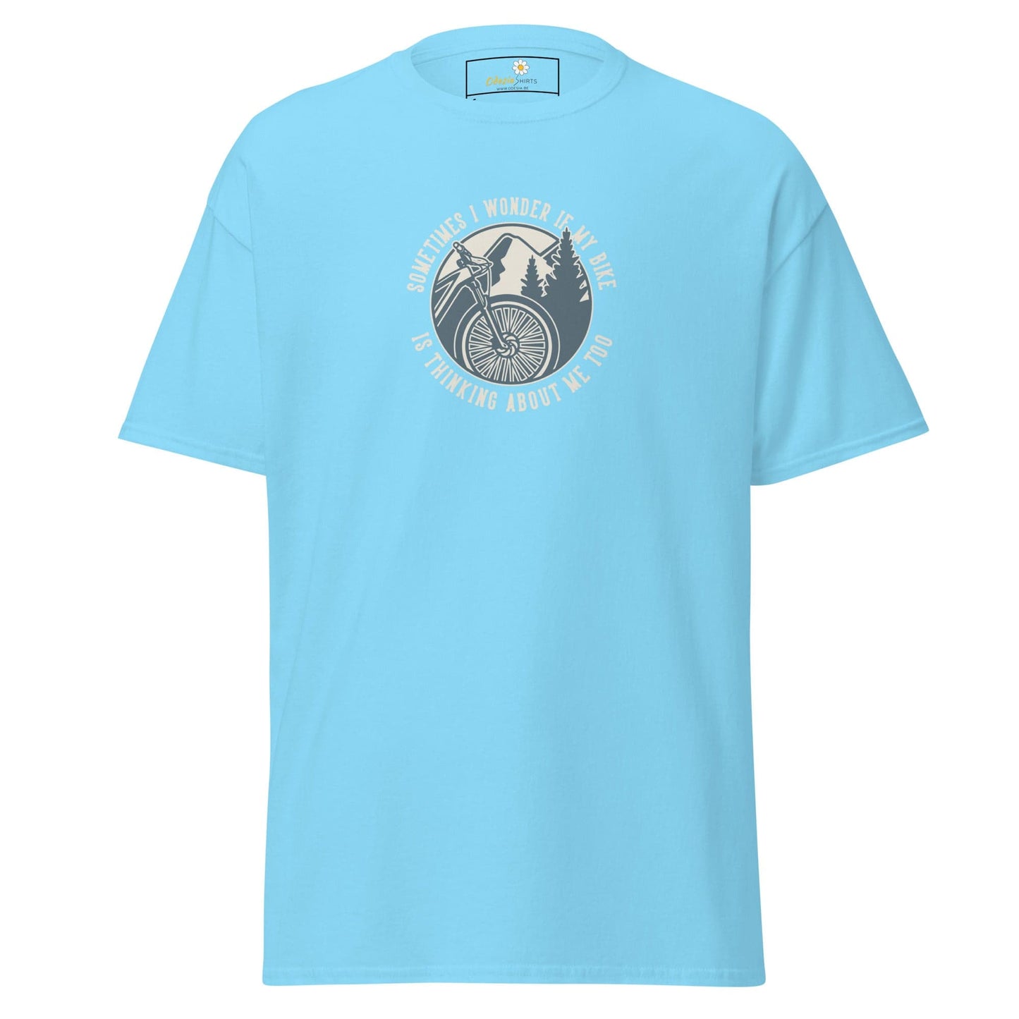 Unisex classic t-shirt - ADVENTURE SPORT CIRCLE BIKE WONDERING - REGULAR - Sky / S