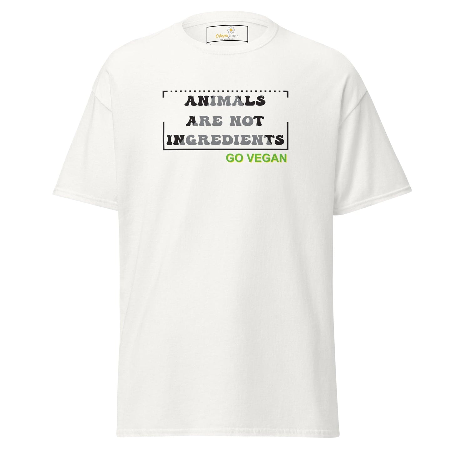 Unisex classic t-shirt - VEGAN ANIMALS NO INGREDIENTS - REGULAR - White / S