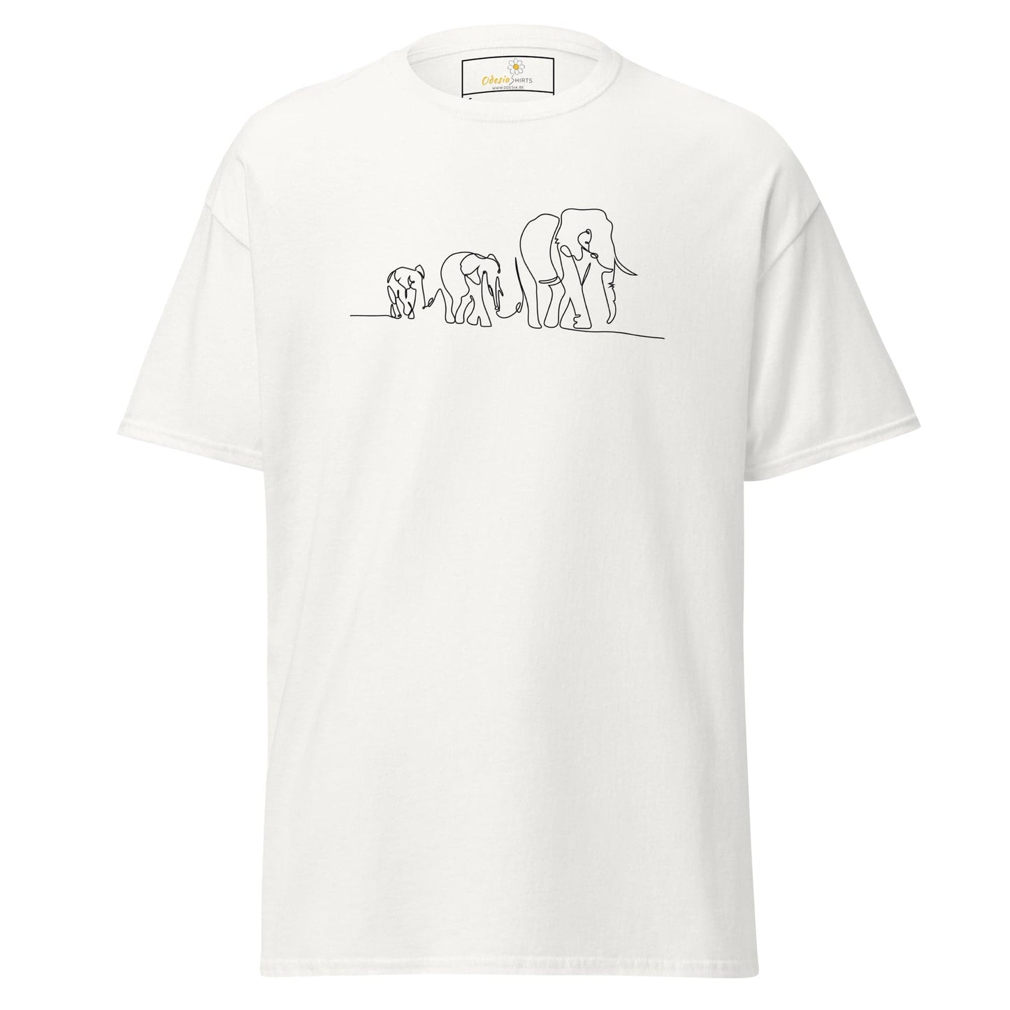 Unisex classic t-shirt - WILD LIFE ELEPHANTS IN LINE - REGULAR - White / S
