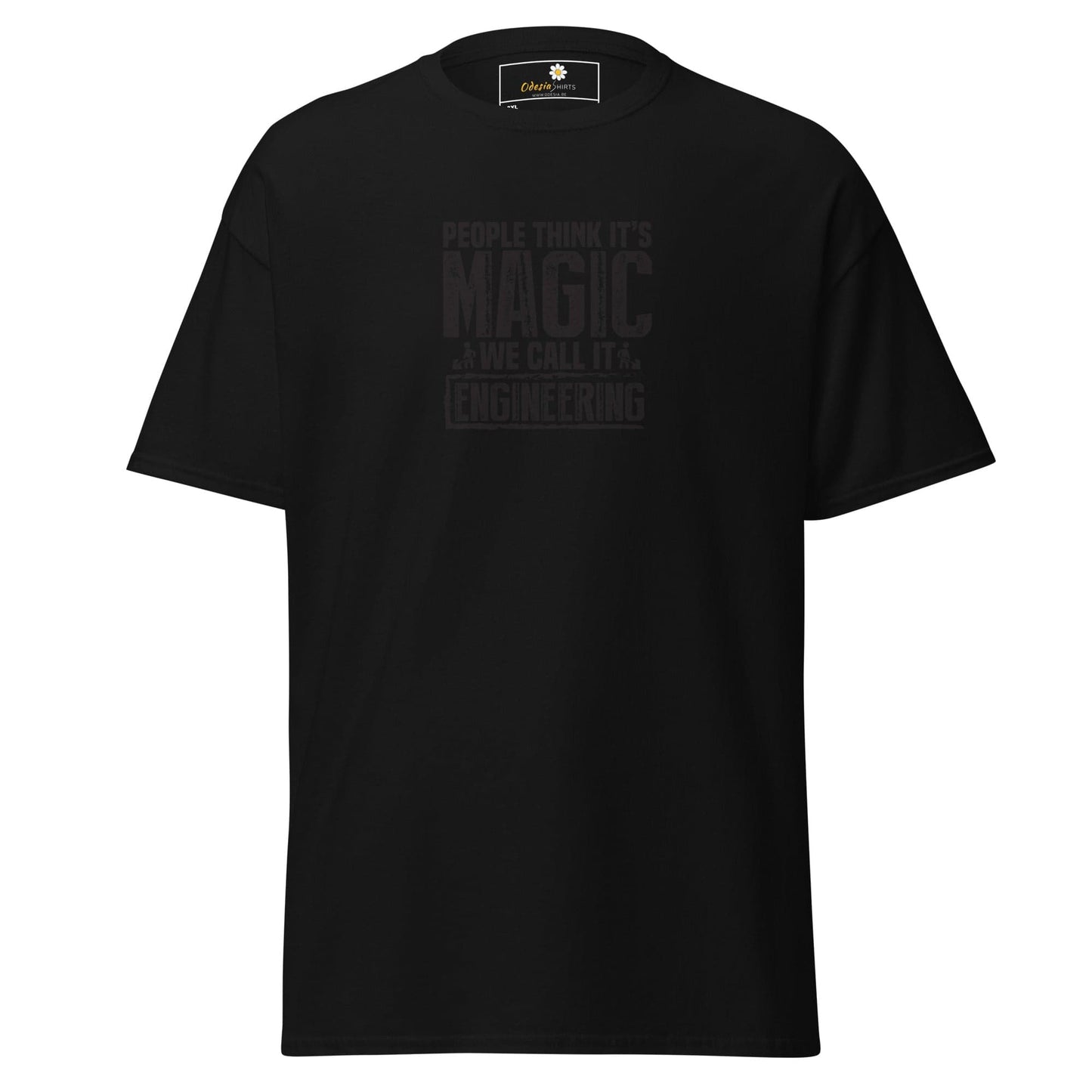 Black t-shirt.
