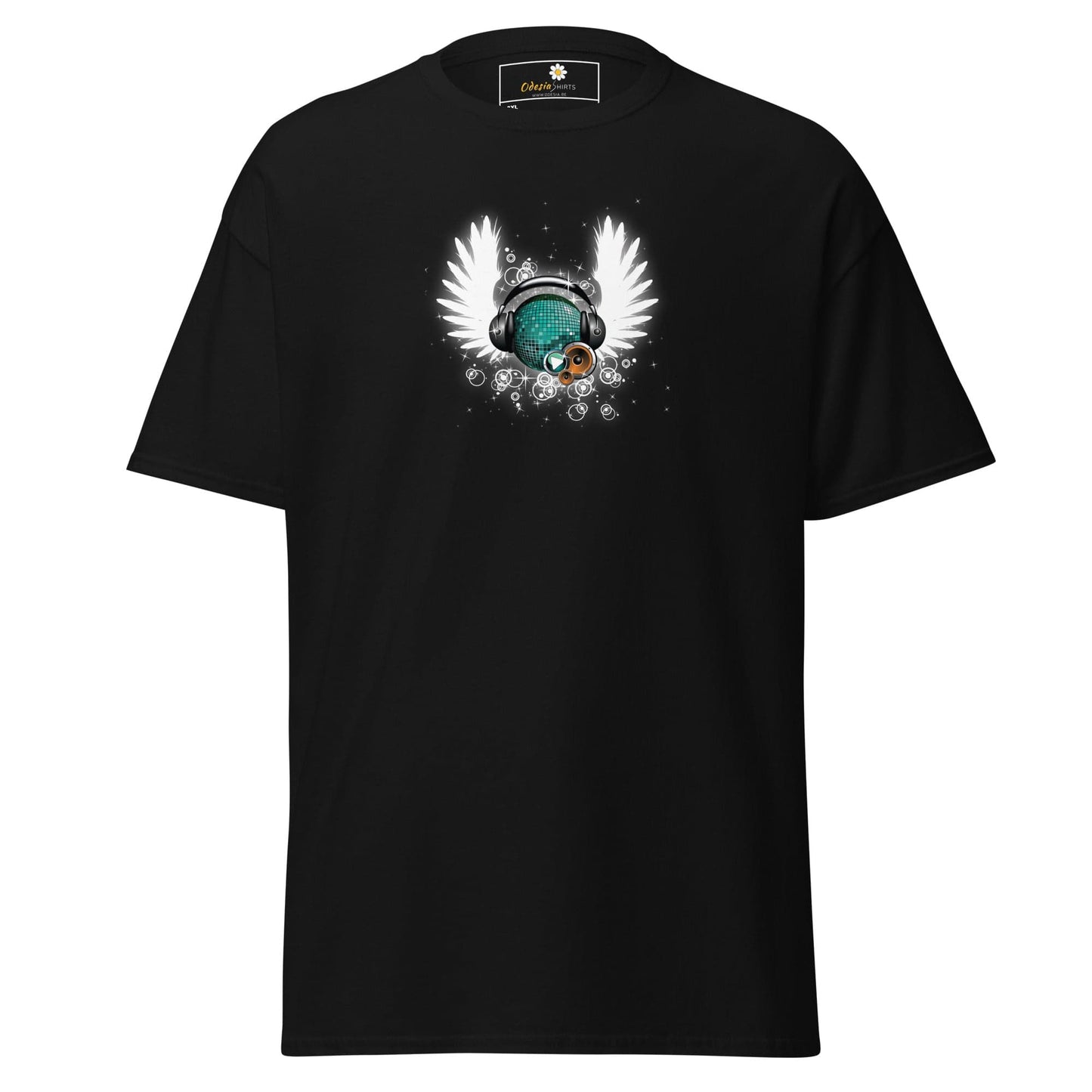 Black T-shirt with graphic design for Men and Women in 2XL to 5XL sizing