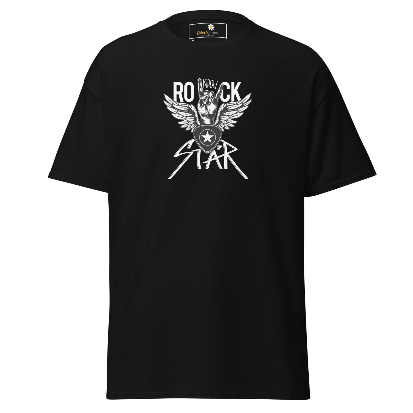 Black T-shirt with rock star graphic for Men and Women in 2XL to 5XL size
