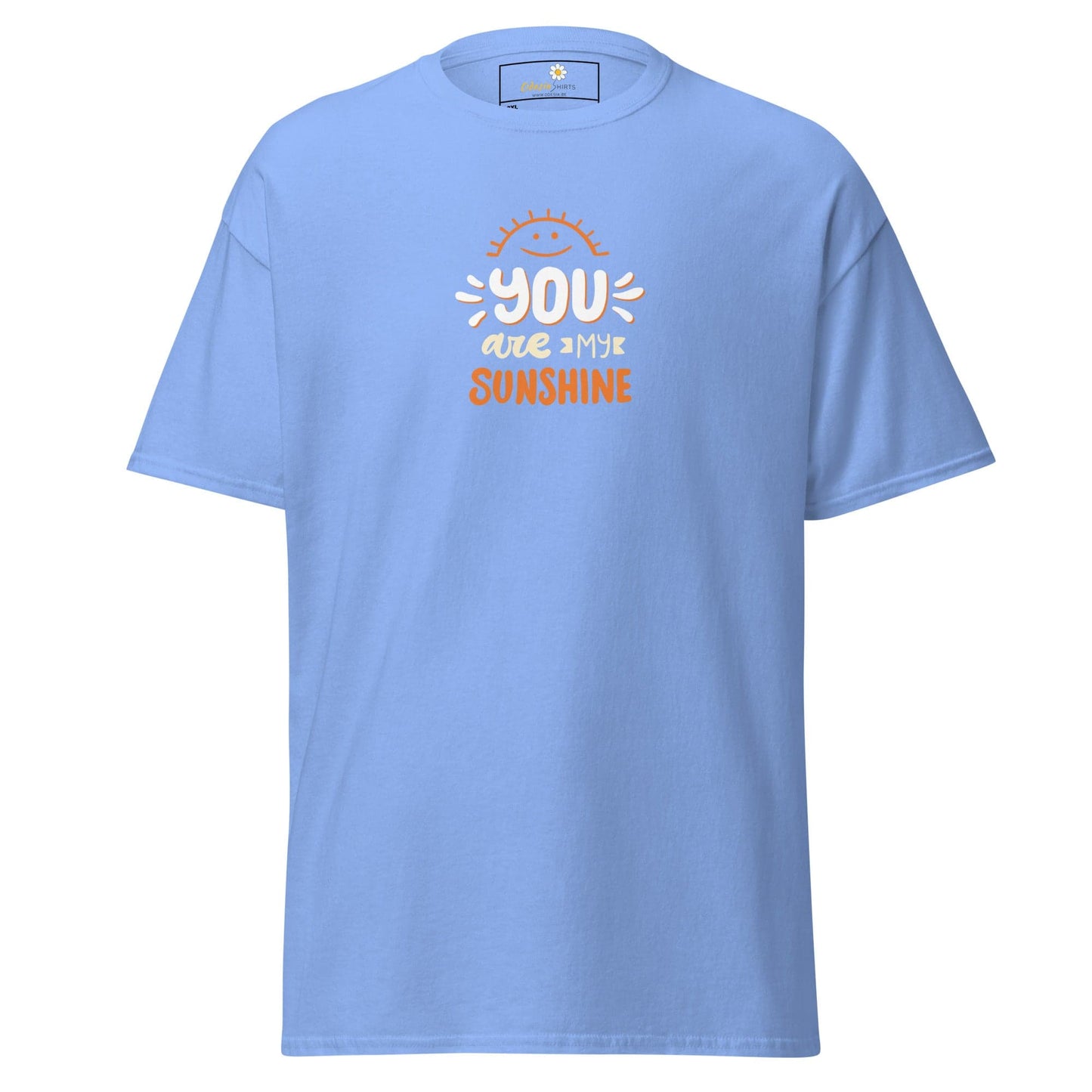 Light blue T-shirt with You are my sunshine graphic for men and women in 2XL to 5XL sizes