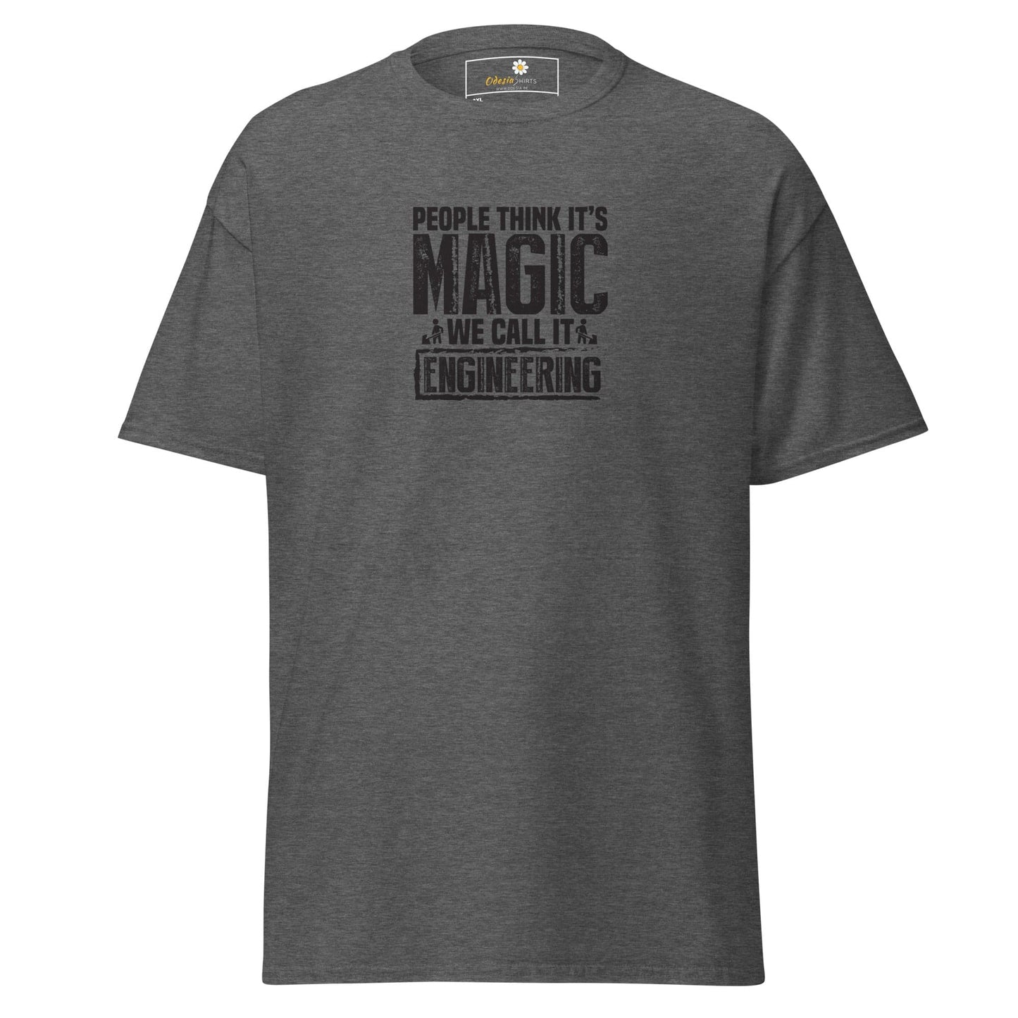 Gray t-shirt.