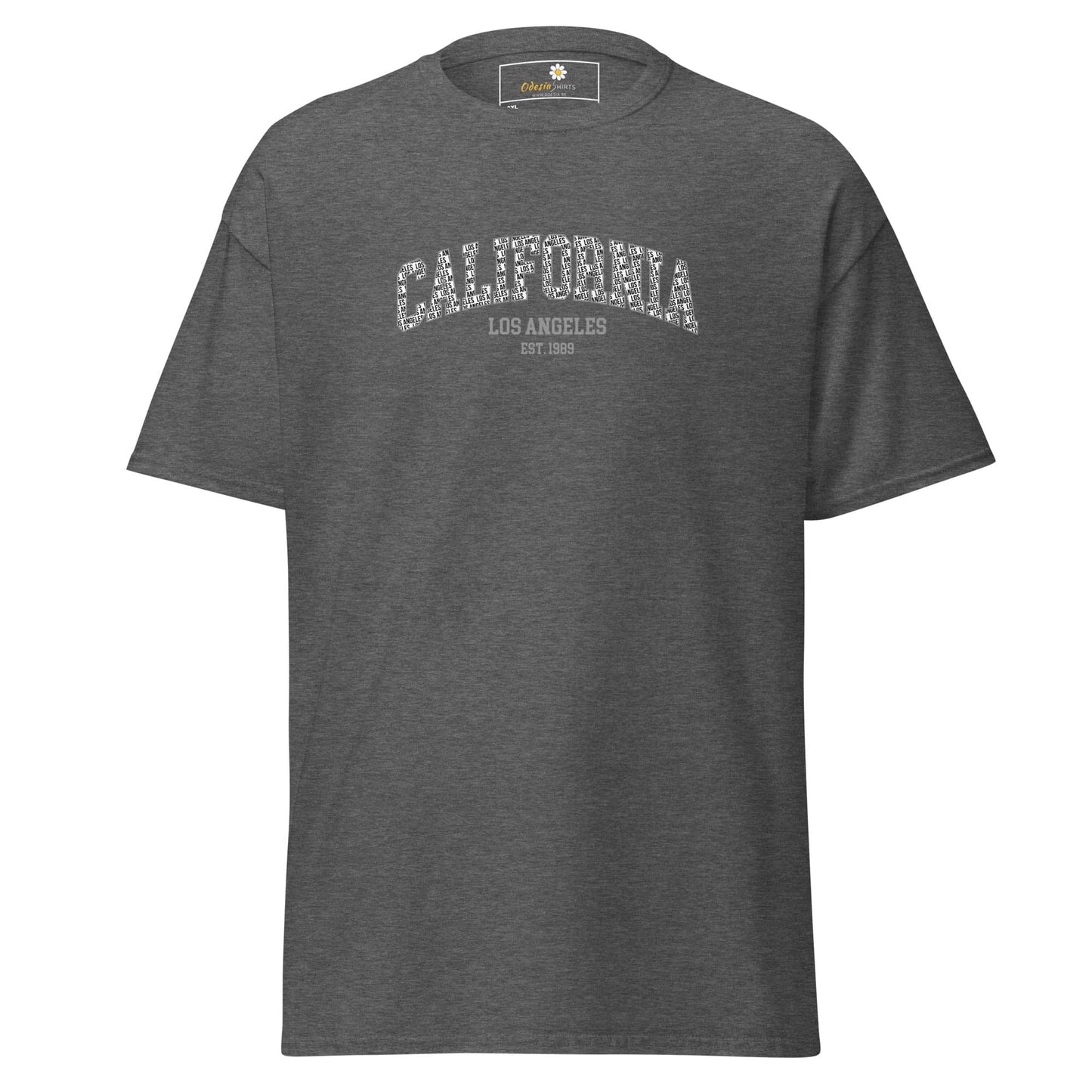 Gray t-shirt.